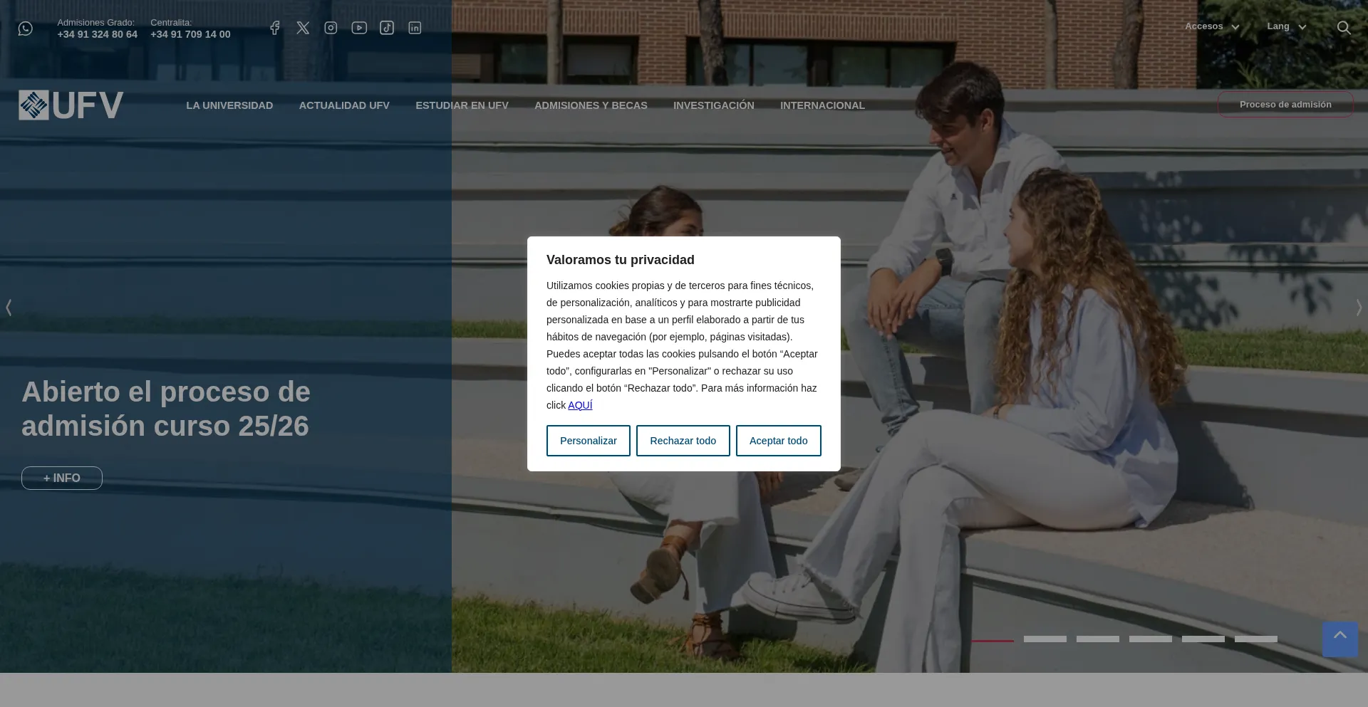 Website screenshot of Ufv.es