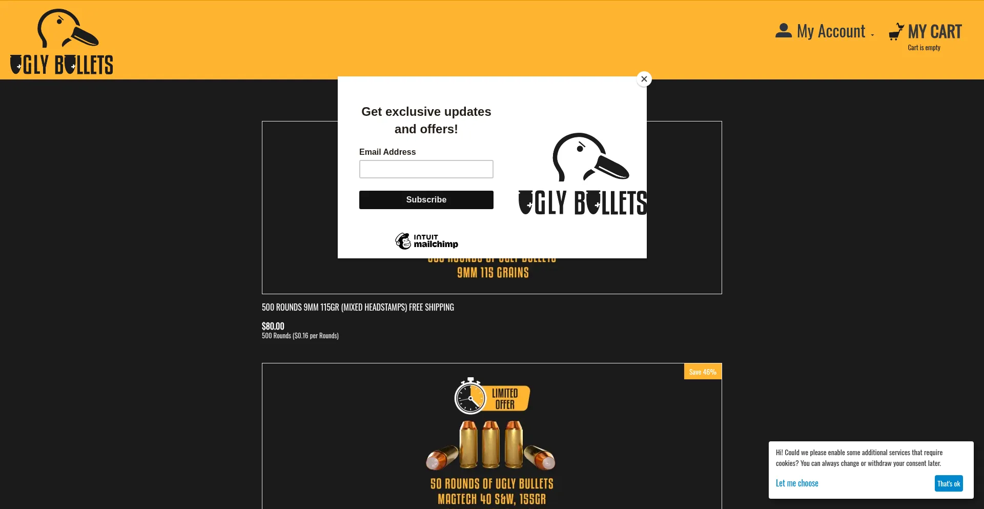 Website screenshot of Uglybullets.com