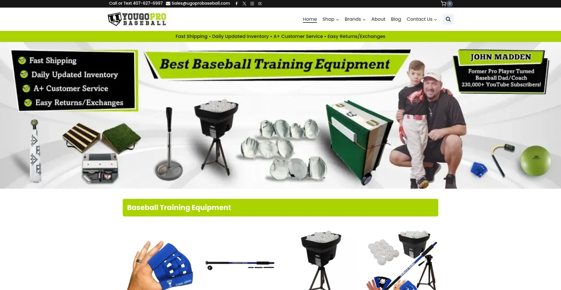 Website screenshot of Ugoprobaseball.com