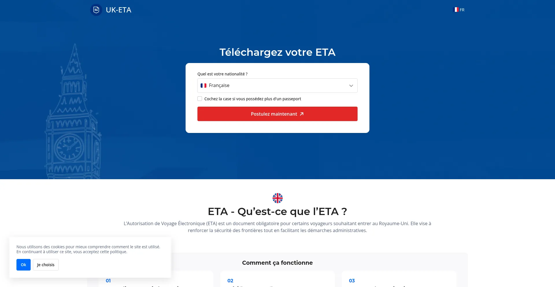 Website screenshot of Uk.eta.365lettre.com