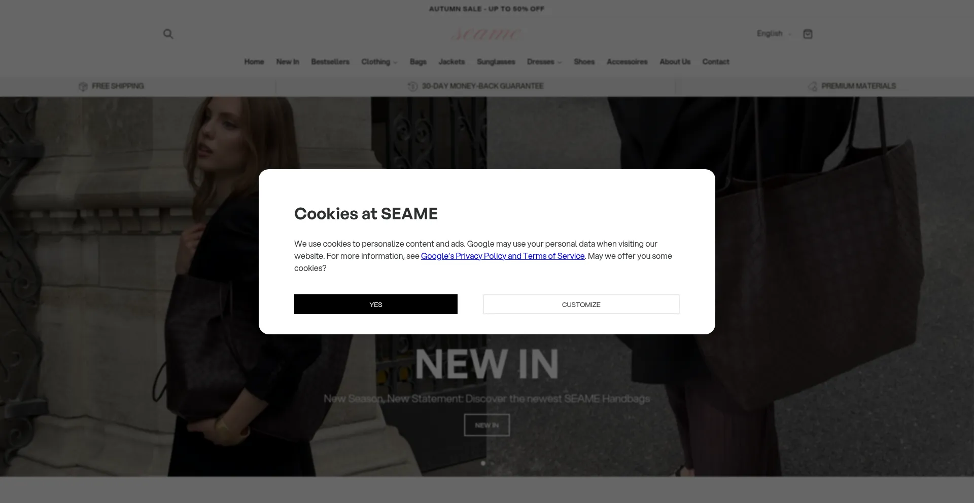 Website screenshot of Uk.seame-brand.com