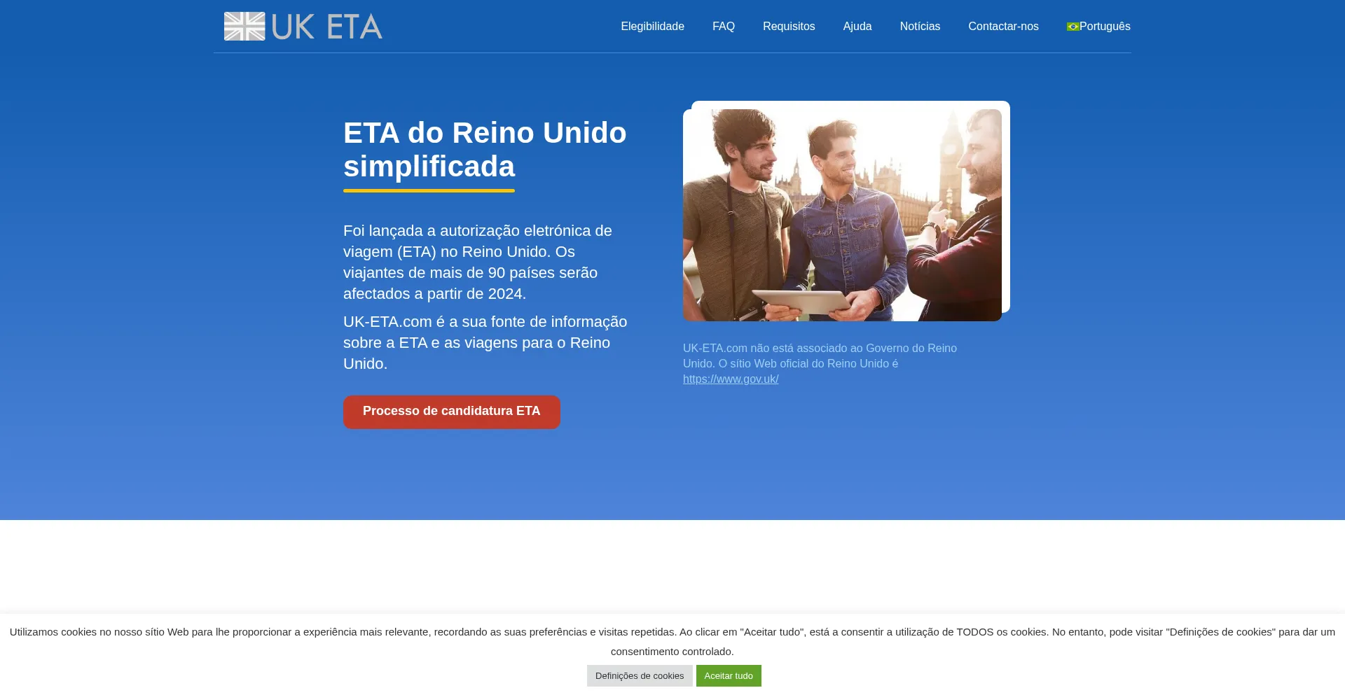 Website screenshot of Uk-eta.com.br