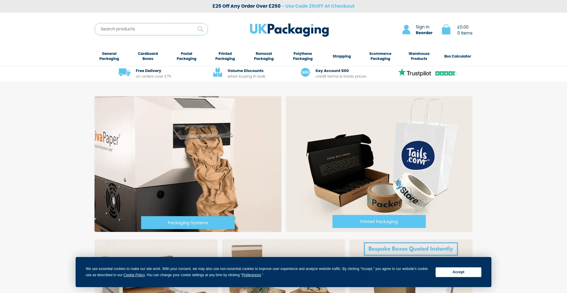 Website screenshot of Ukpackaging.com