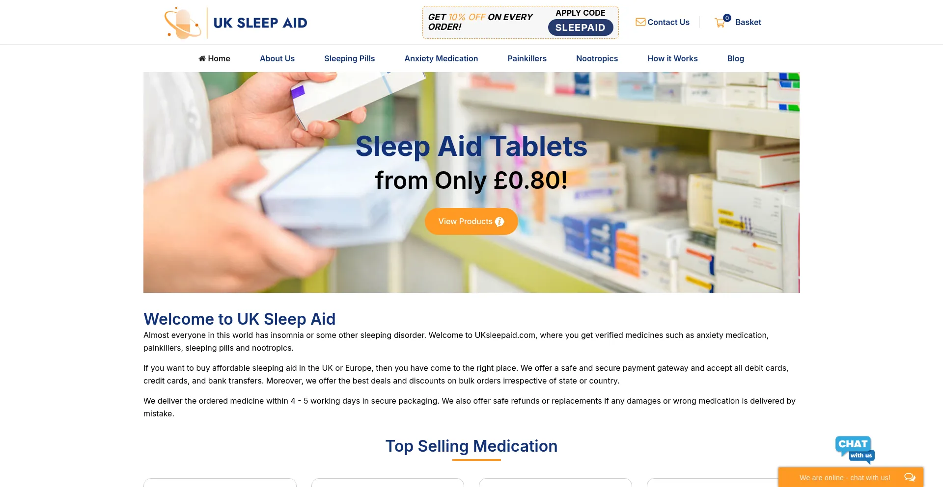 Website screenshot of Uksleepaid.com