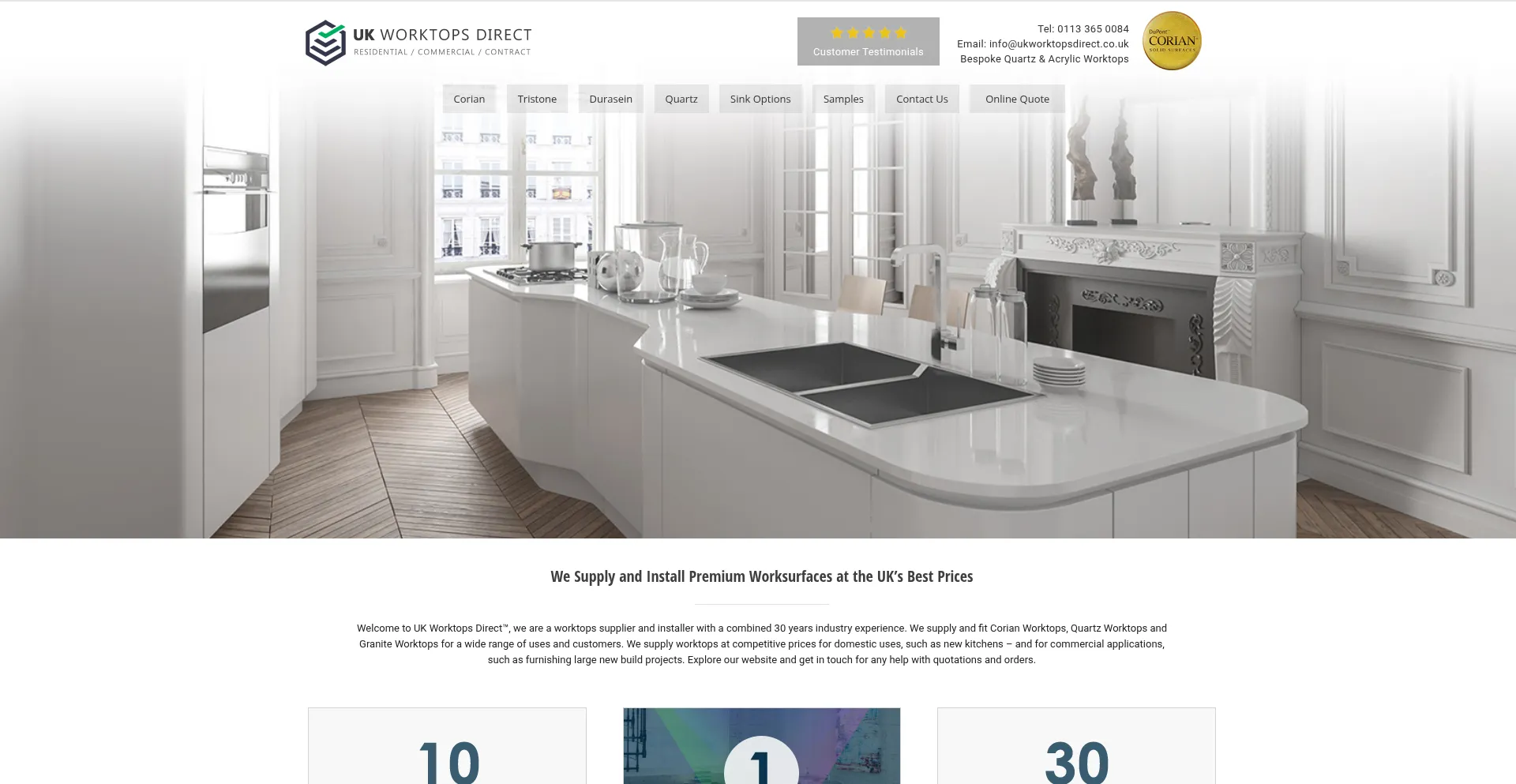 Website screenshot of Ukworktopsdirect.co.uk