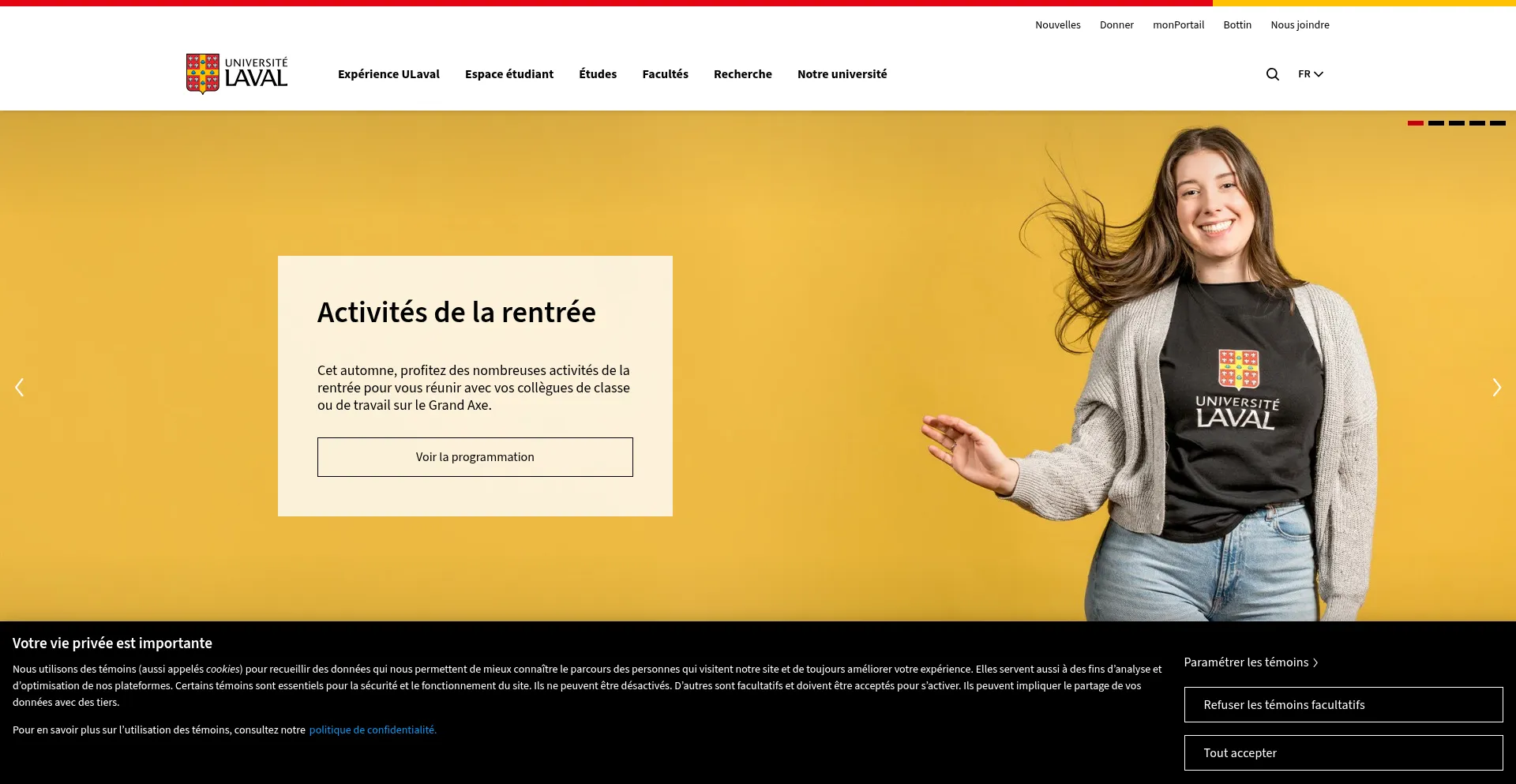 Website screenshot of Ulaval.ca