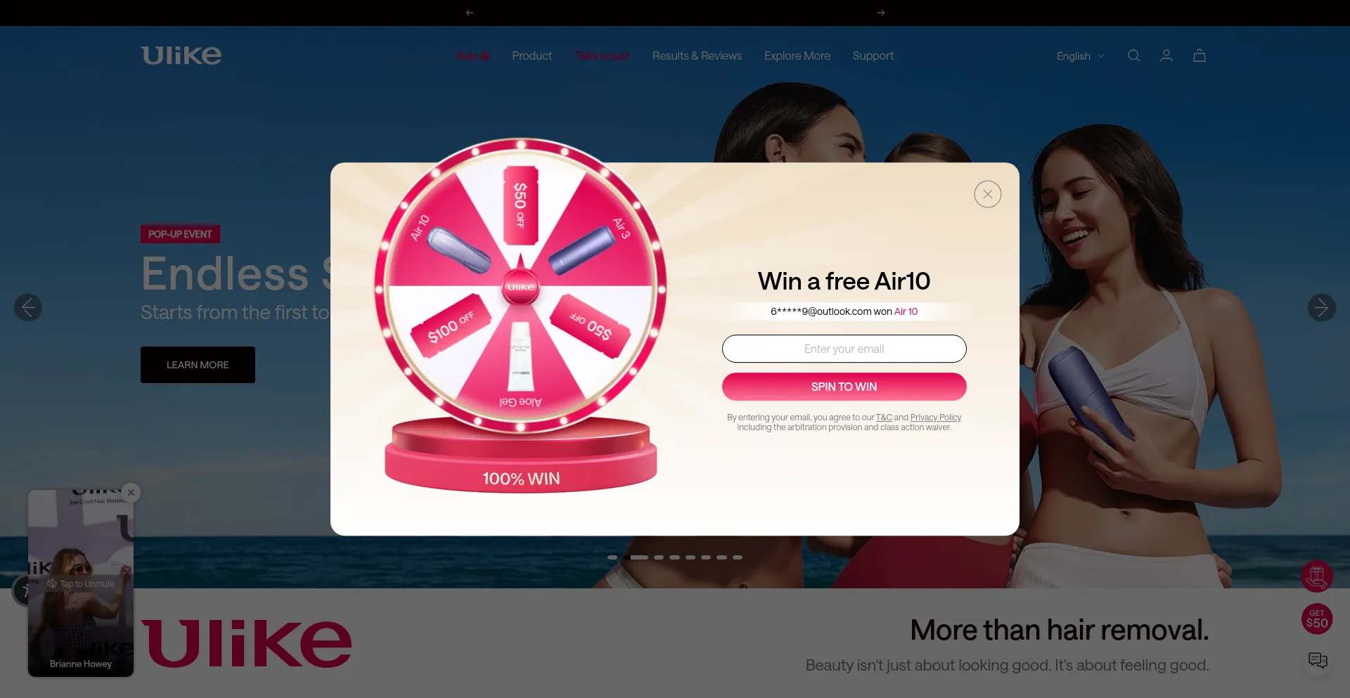 Website screenshot of Ulike.com