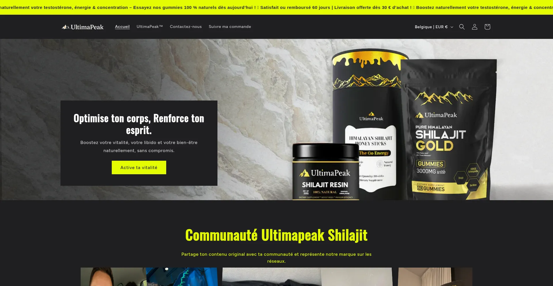 Website screenshot of Ultimapeakrituel.fr