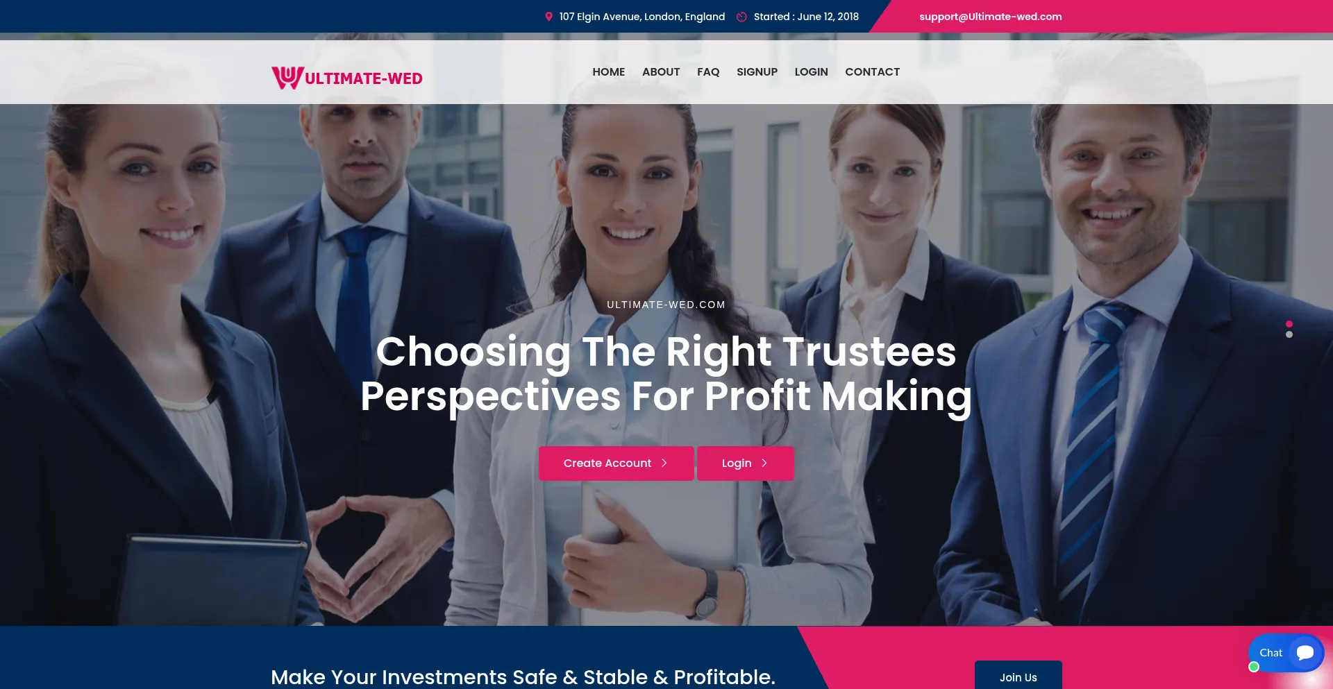 Website screenshot of Ultimate-wed.com