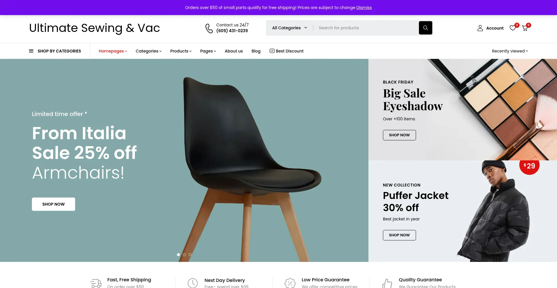 Website screenshot of Ultimatesewingandvac.com