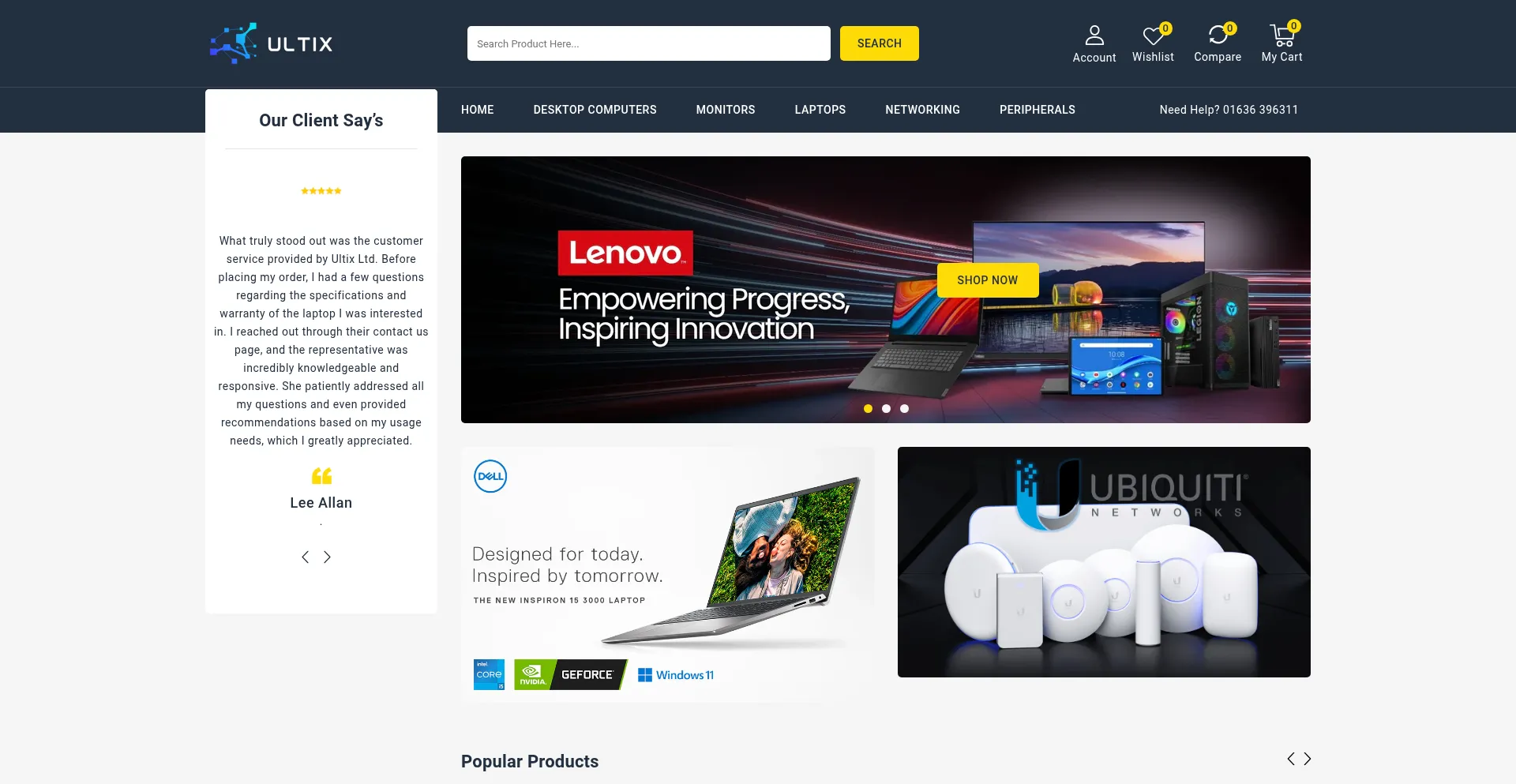 Website screenshot of Ultix.co.uk