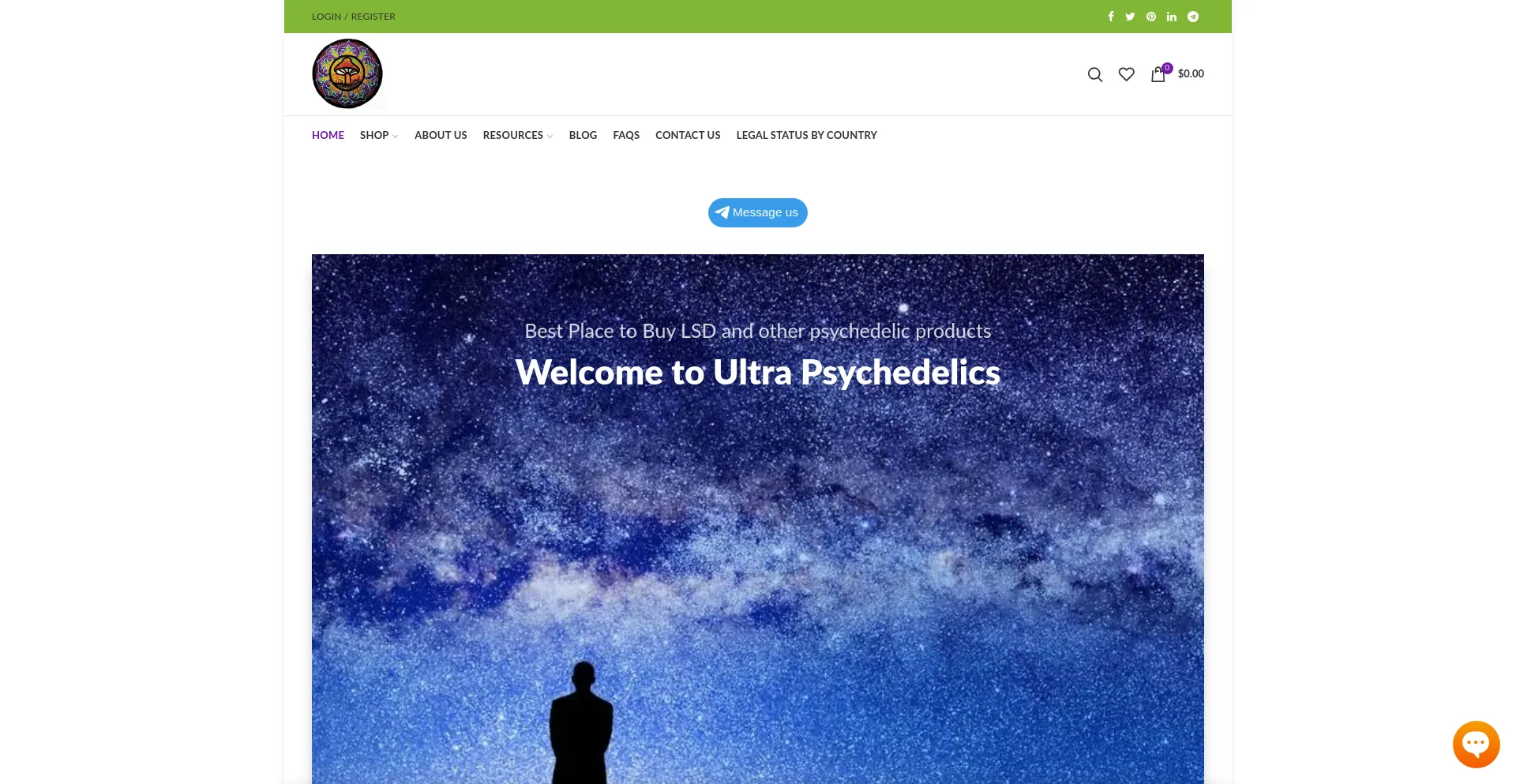 Website screenshot of Ultrapsychedelics.com