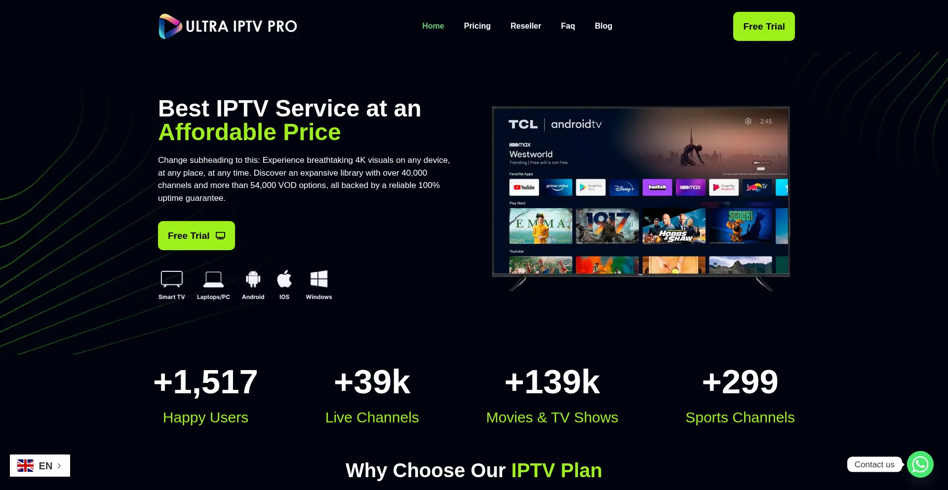 Website screenshot of Ultratv-pro.com