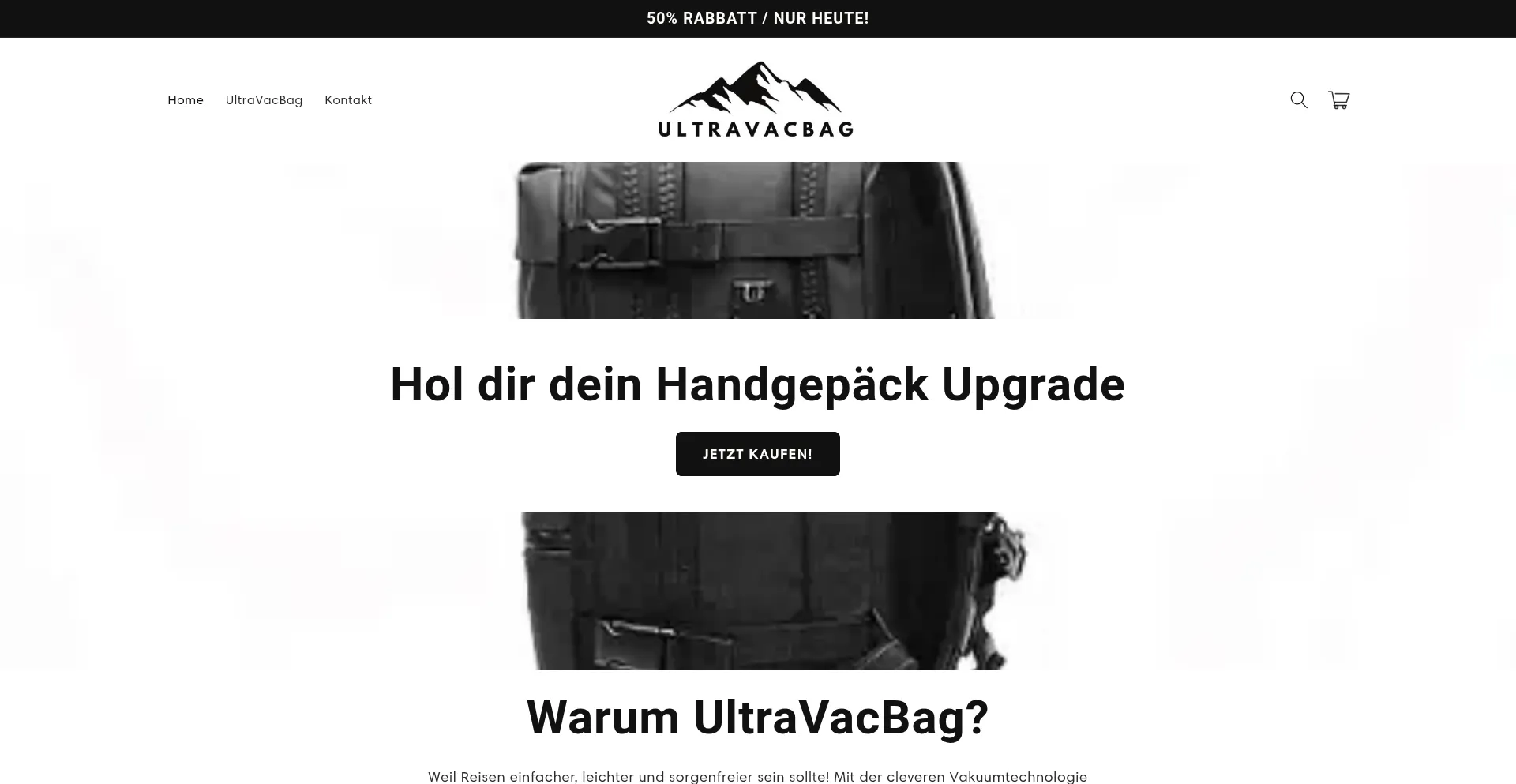 Website screenshot of Ultravacbag.com