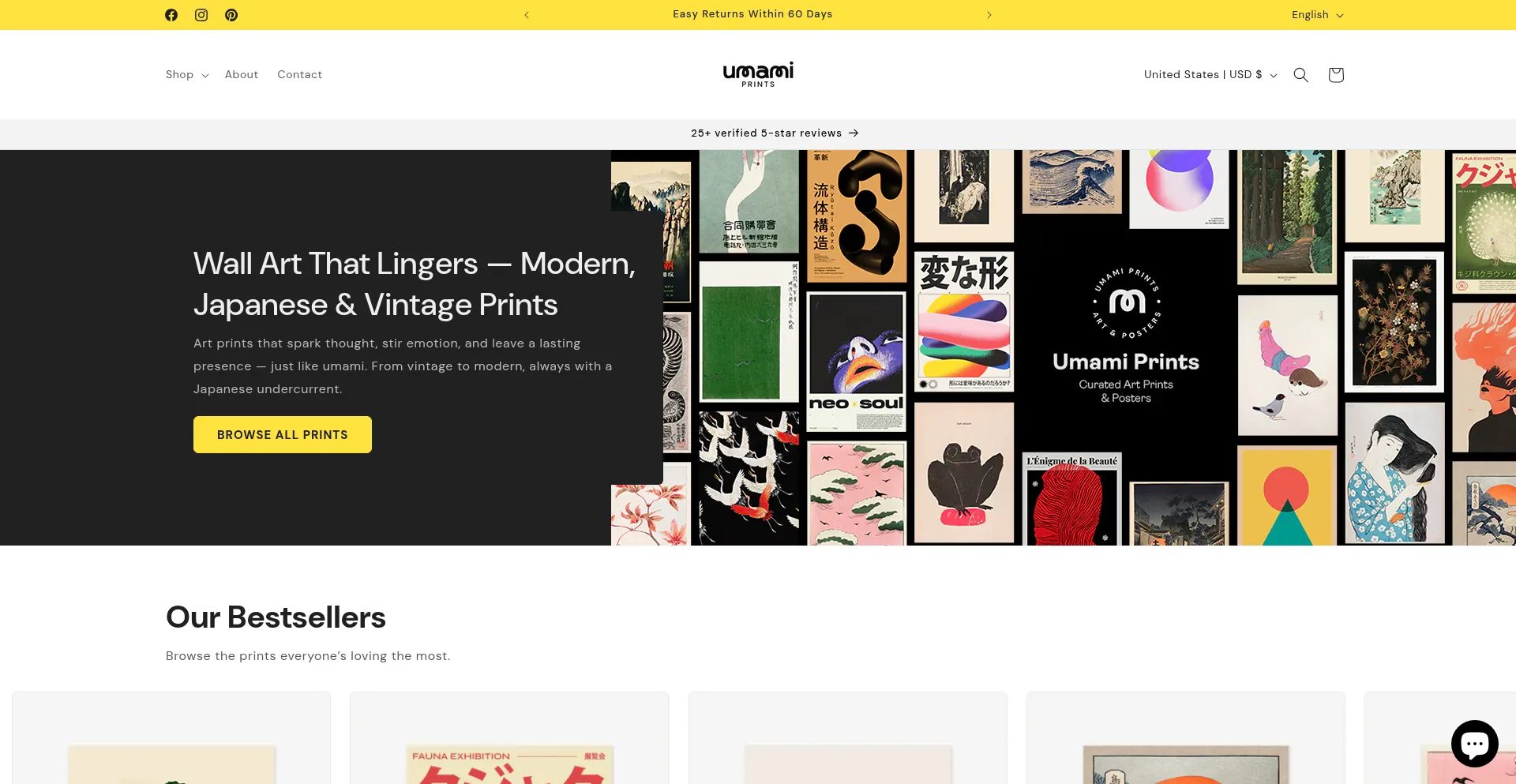 Website screenshot of Umamiprints.com
