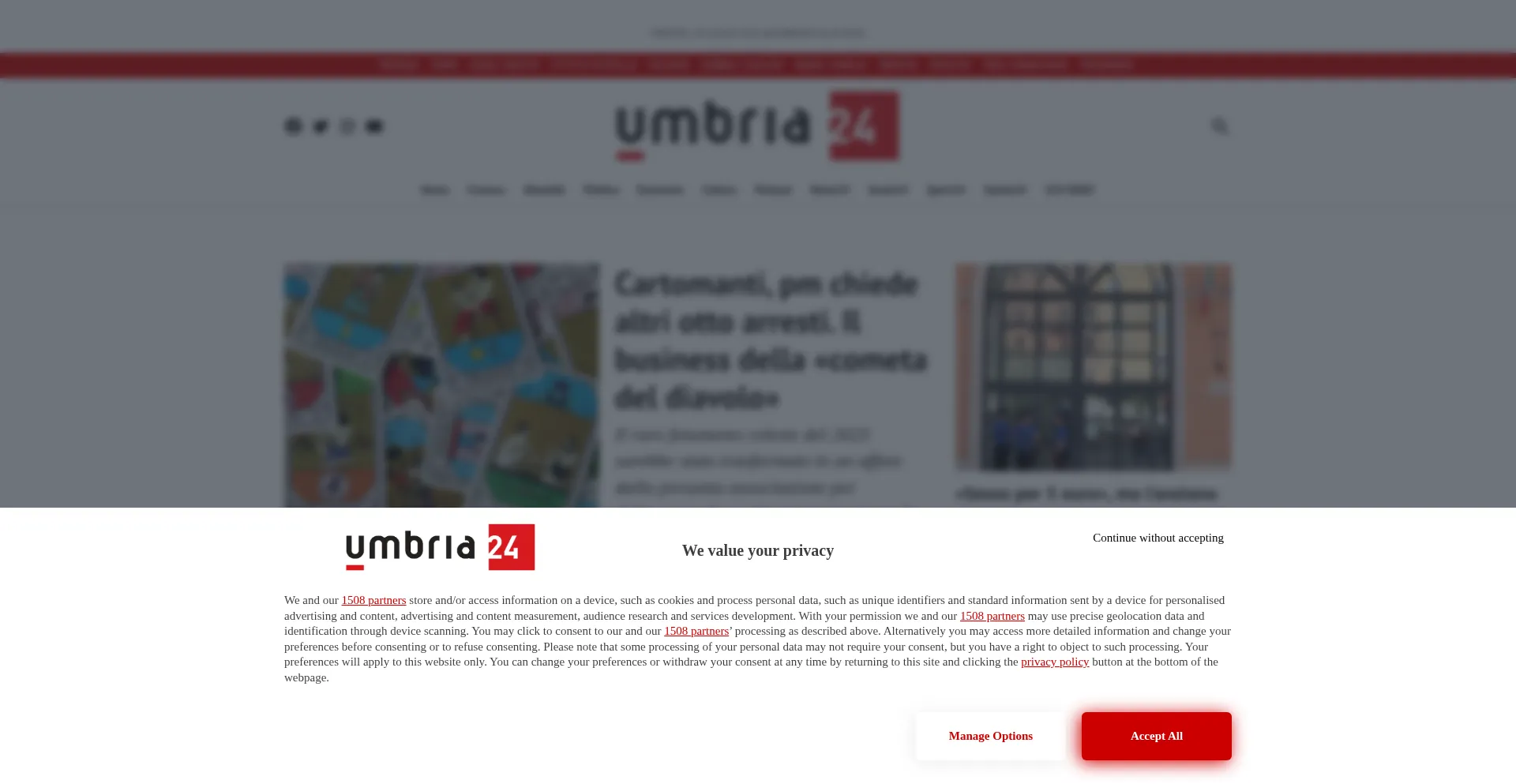 Website screenshot of Umbria24.it