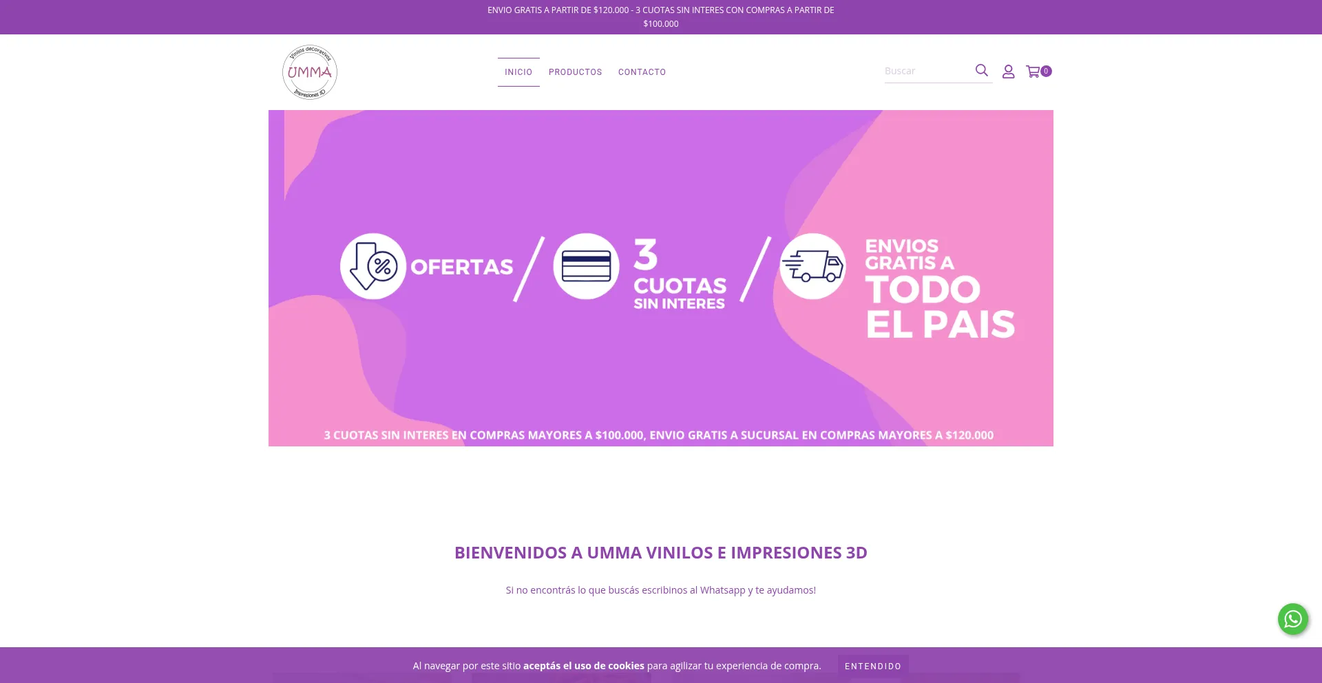 Website screenshot of Ummavinilosy3d.com.ar