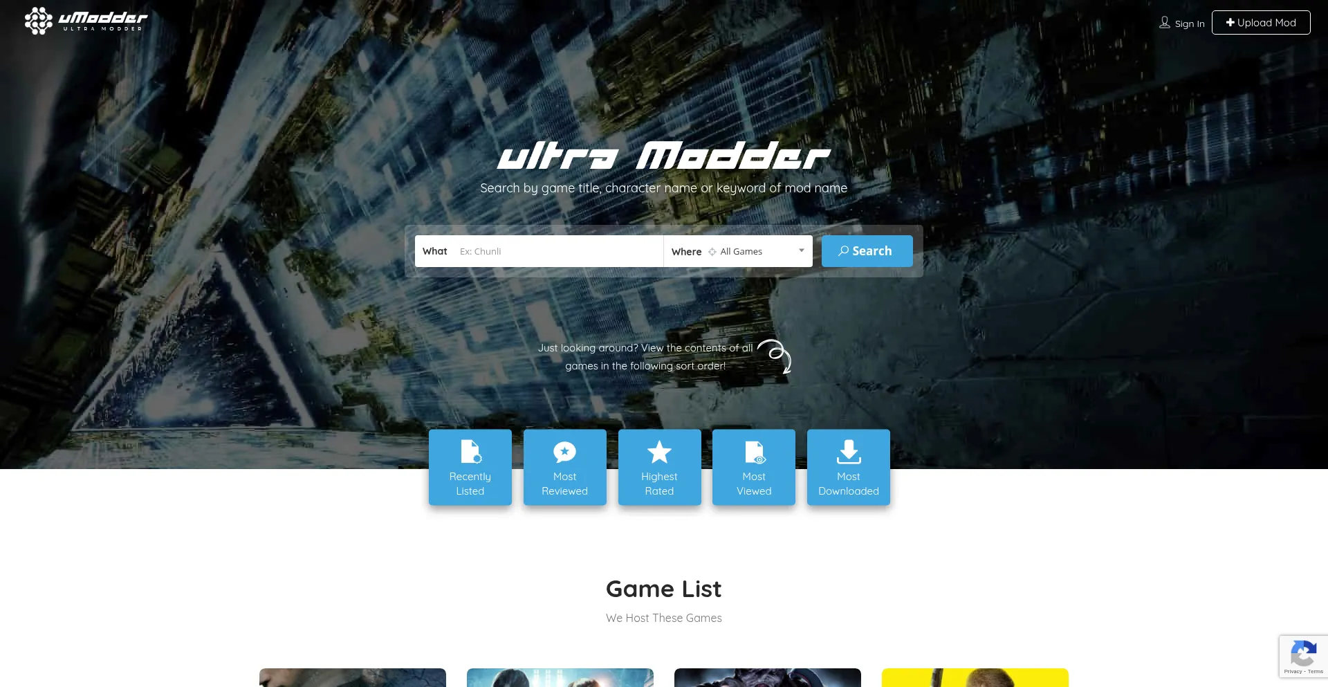 Website screenshot of Umodder.com