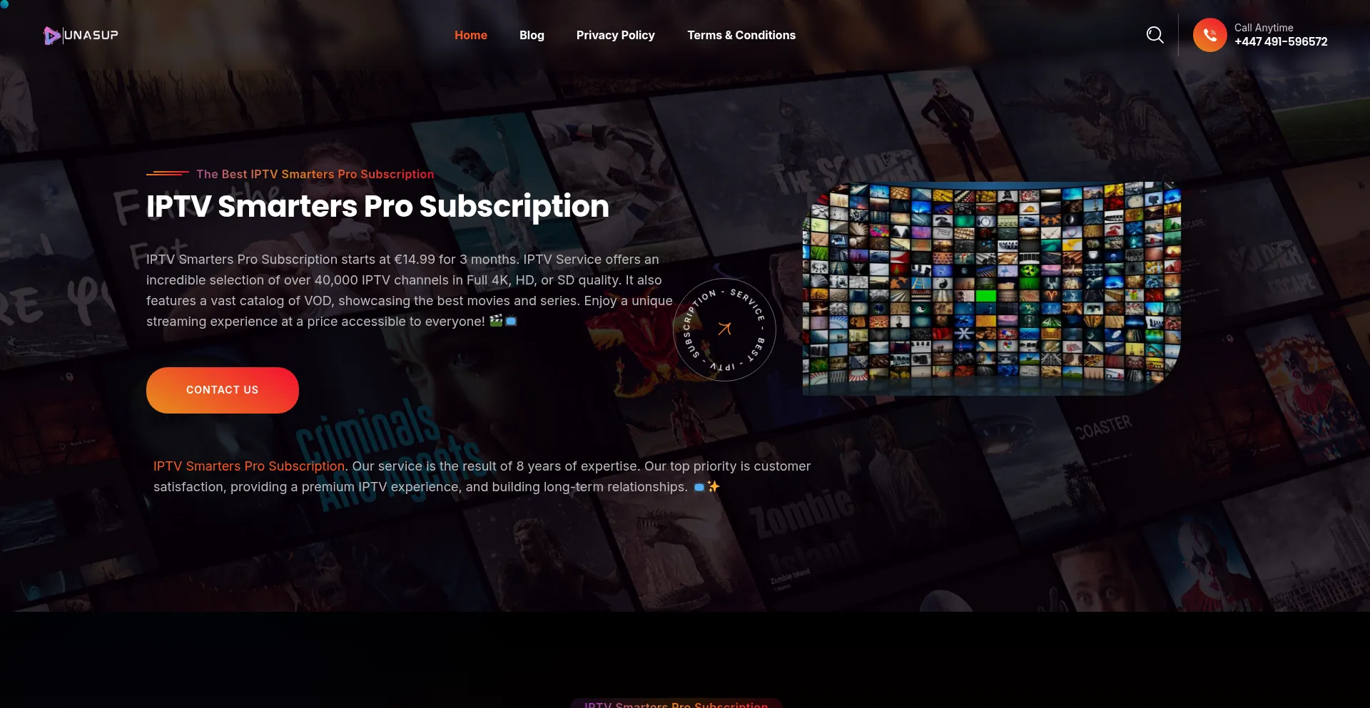 Website screenshot of Unasup.com