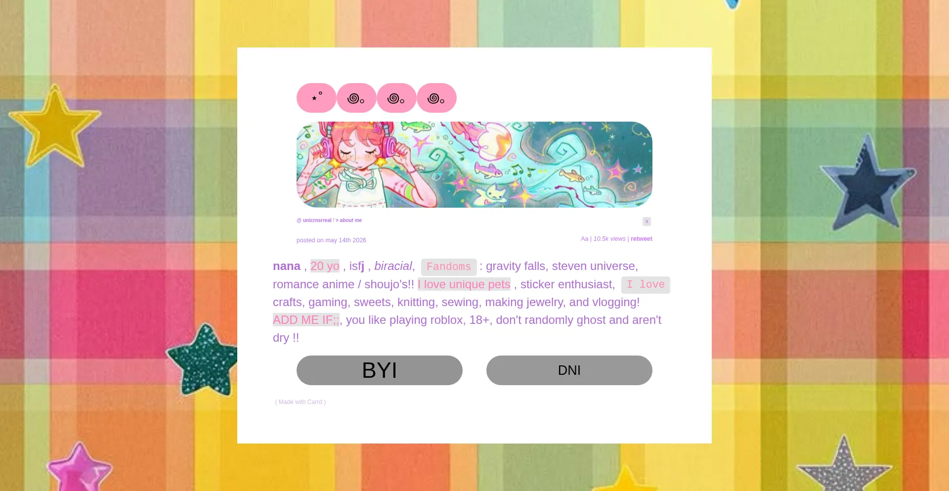Unicrnsrreal.carrd.co
