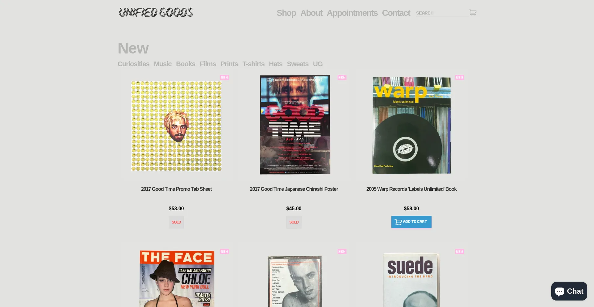 Website screenshot of Unifiedgoods.com