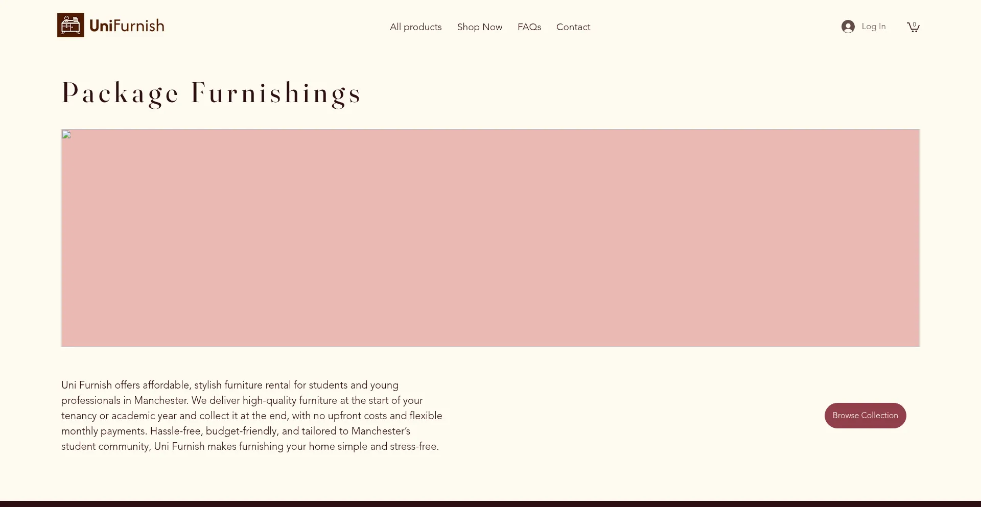 Website screenshot of Unifurnish.co.uk