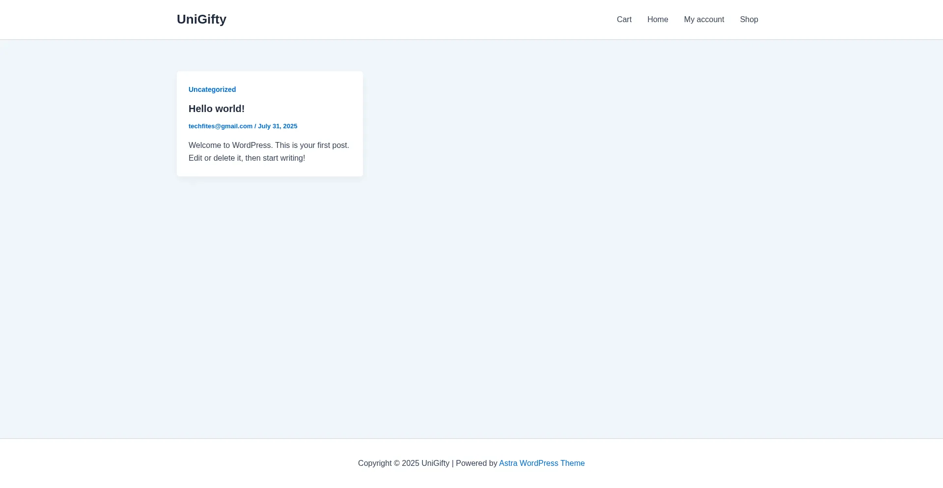 Website screenshot of Unigifty.com