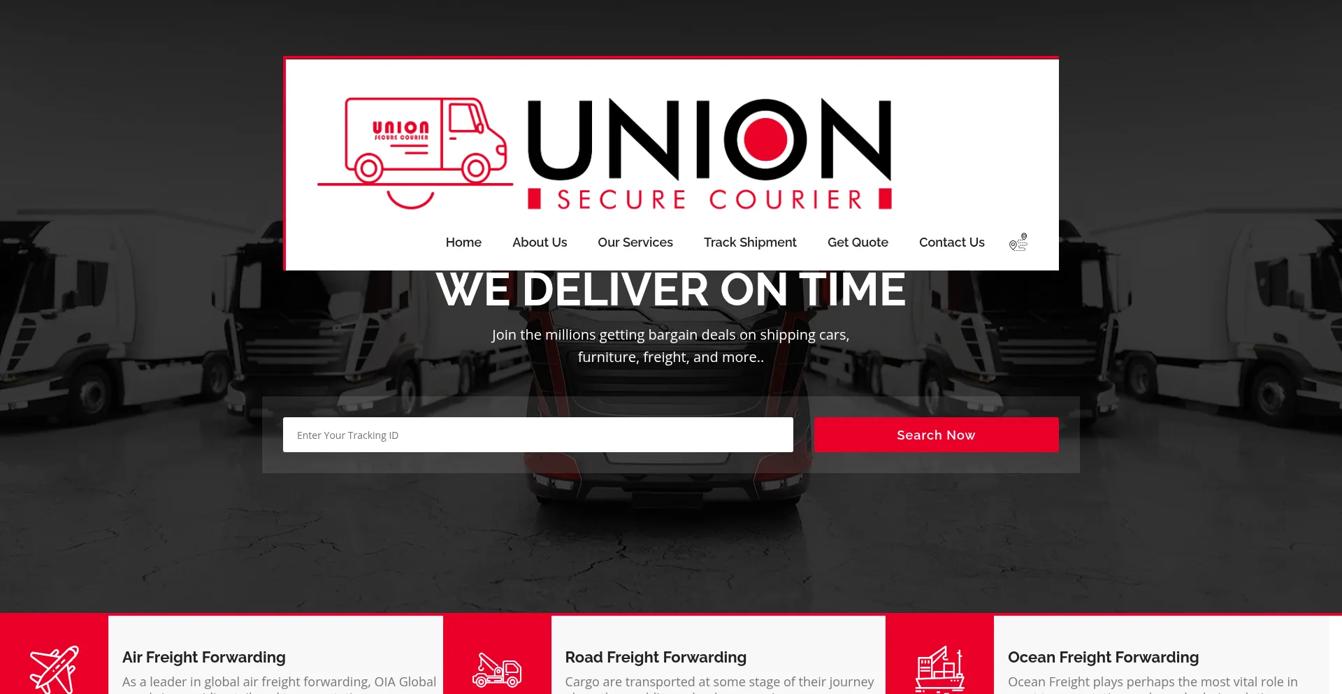 Website screenshot of Union-secure-courier.com