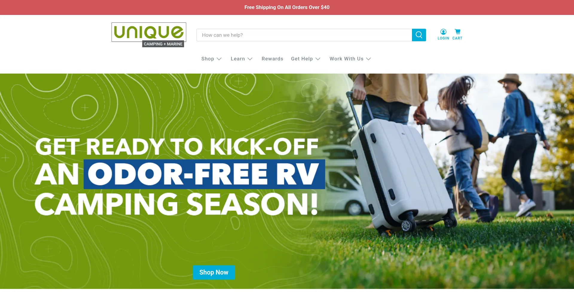 Website screenshot of Uniquecampingmarine.com