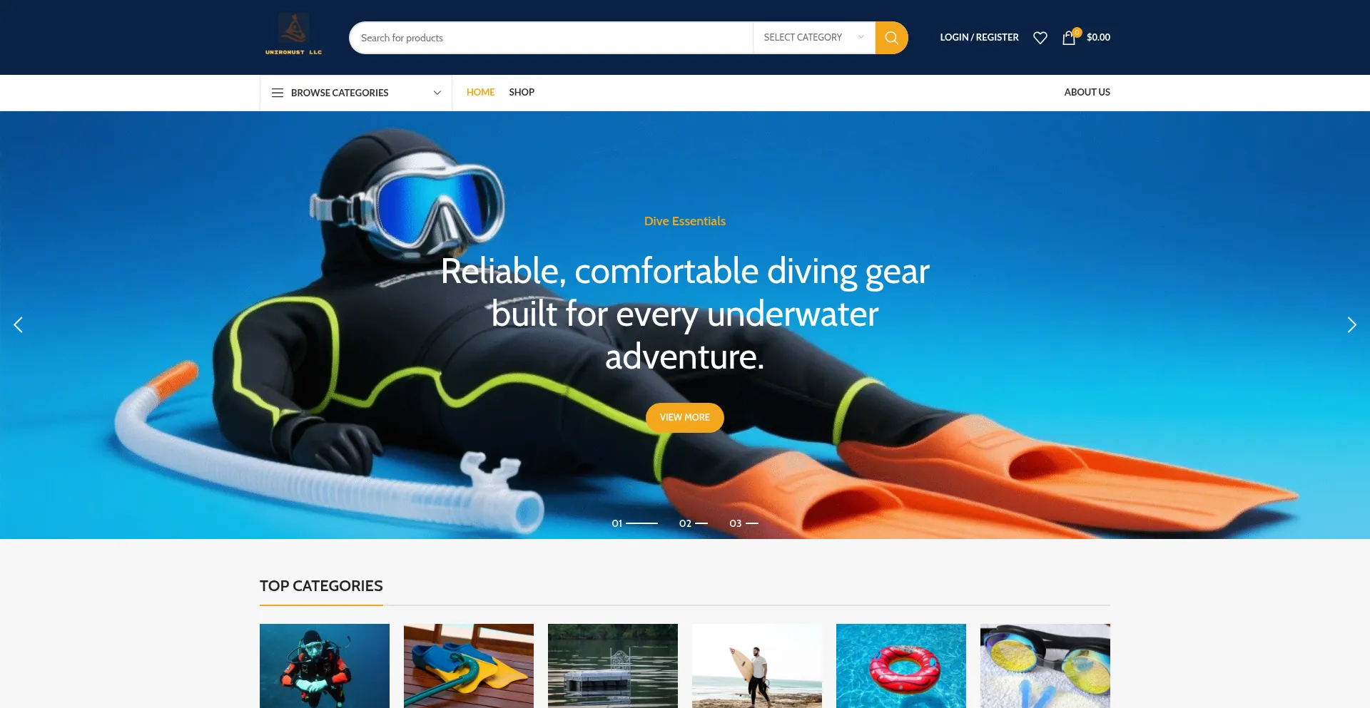 Website screenshot of Unironust.com