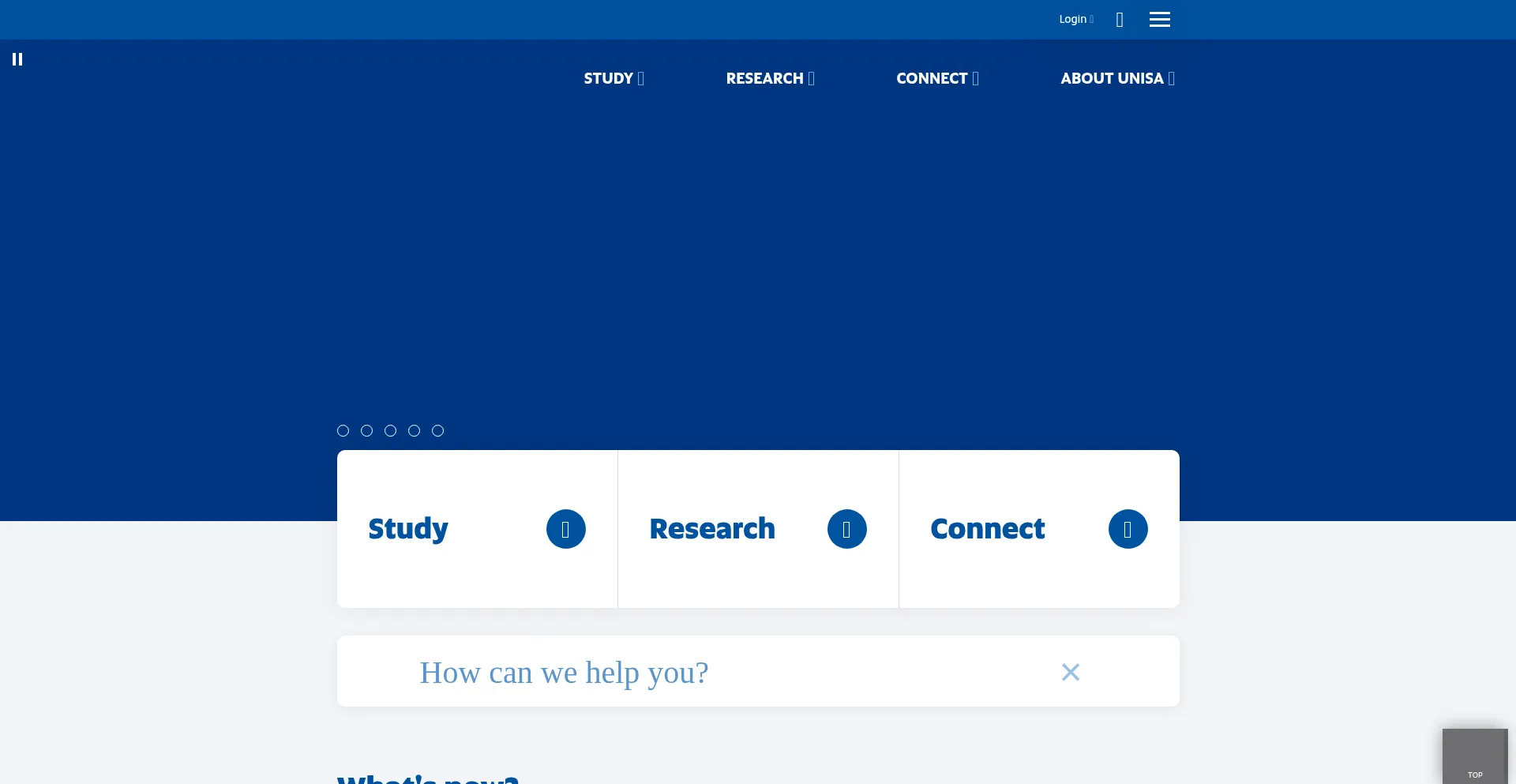 Website screenshot of Unisa.edu.au