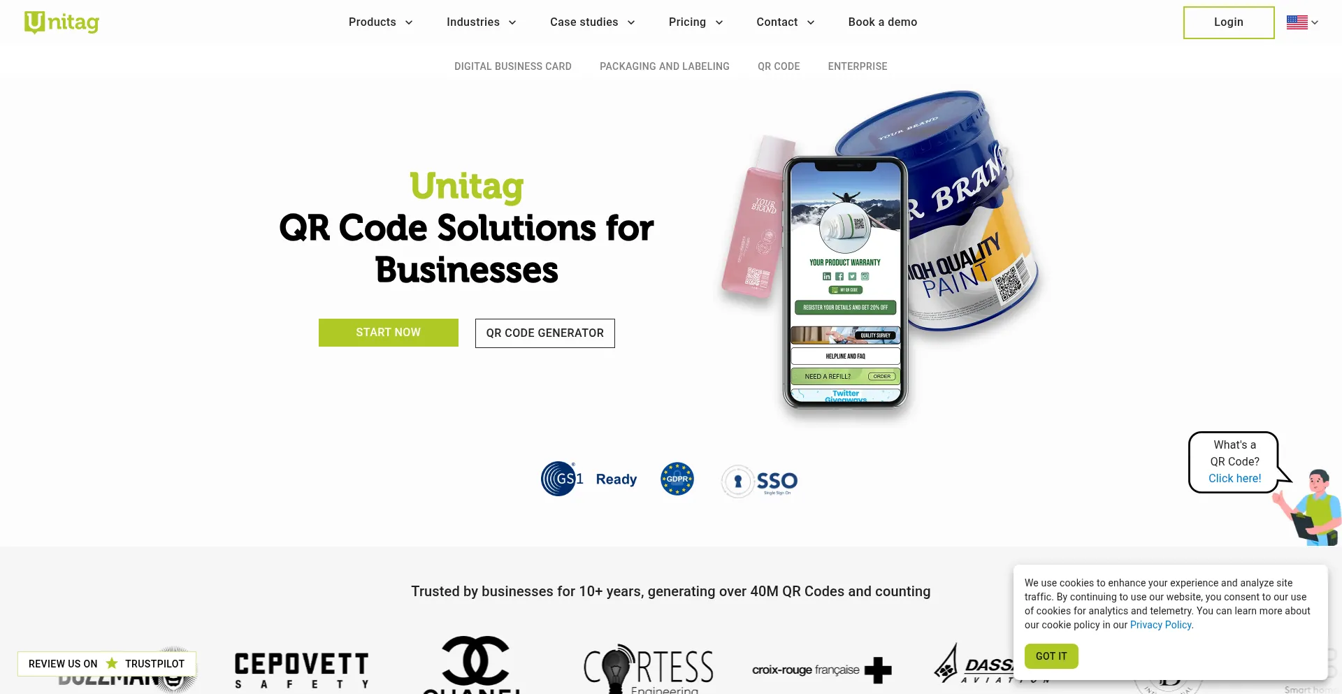 Website screenshot of Unitag.io