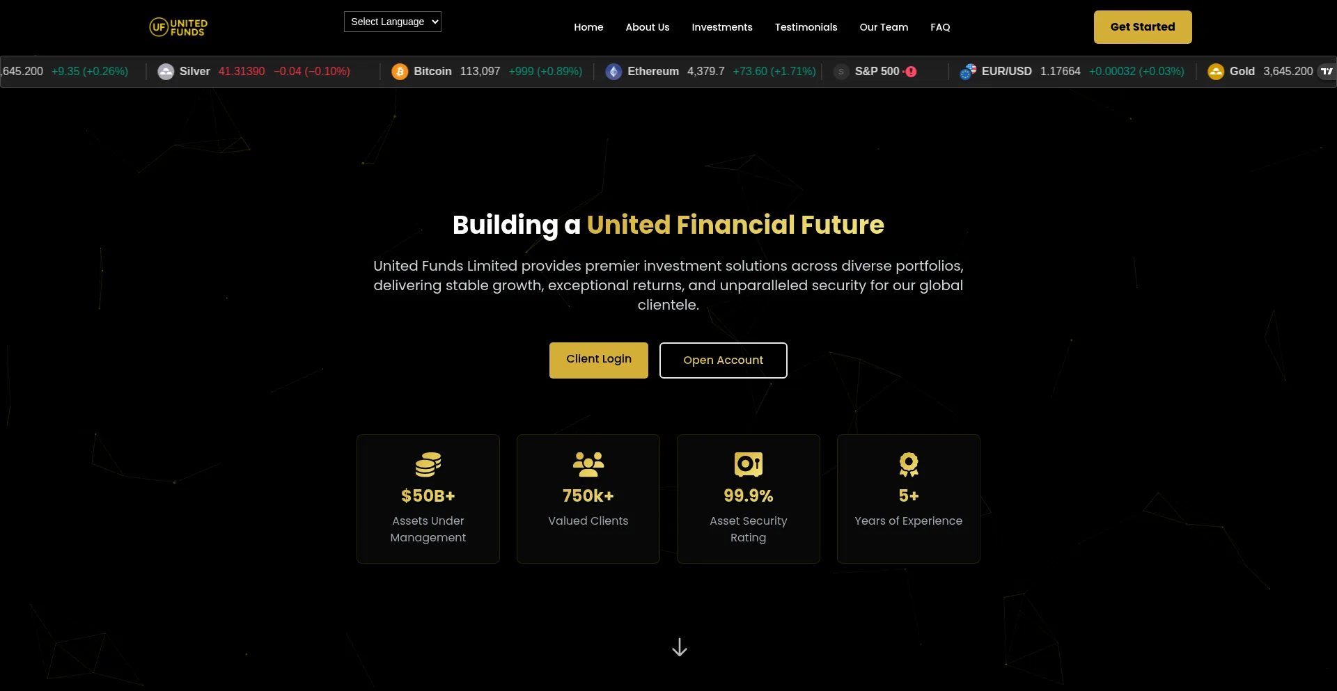Website screenshot of Unitedfundslimited.com