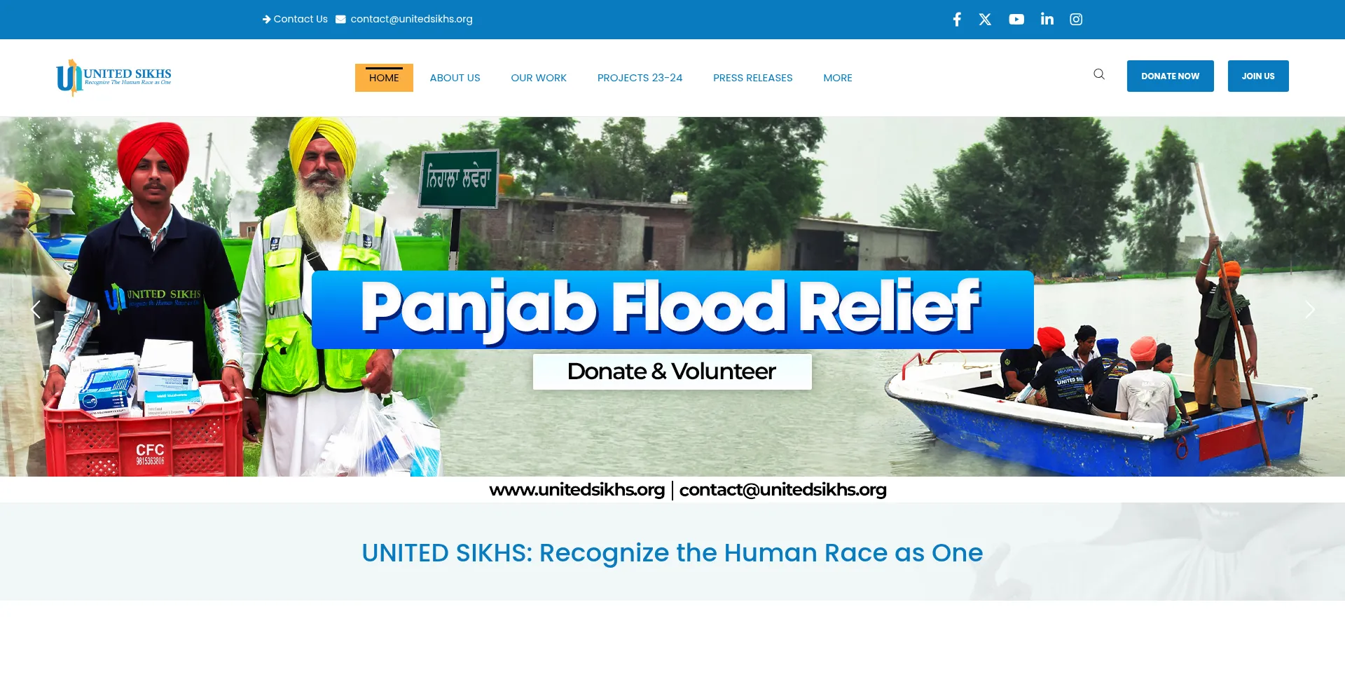 Website screenshot of Unitedsikhs.org