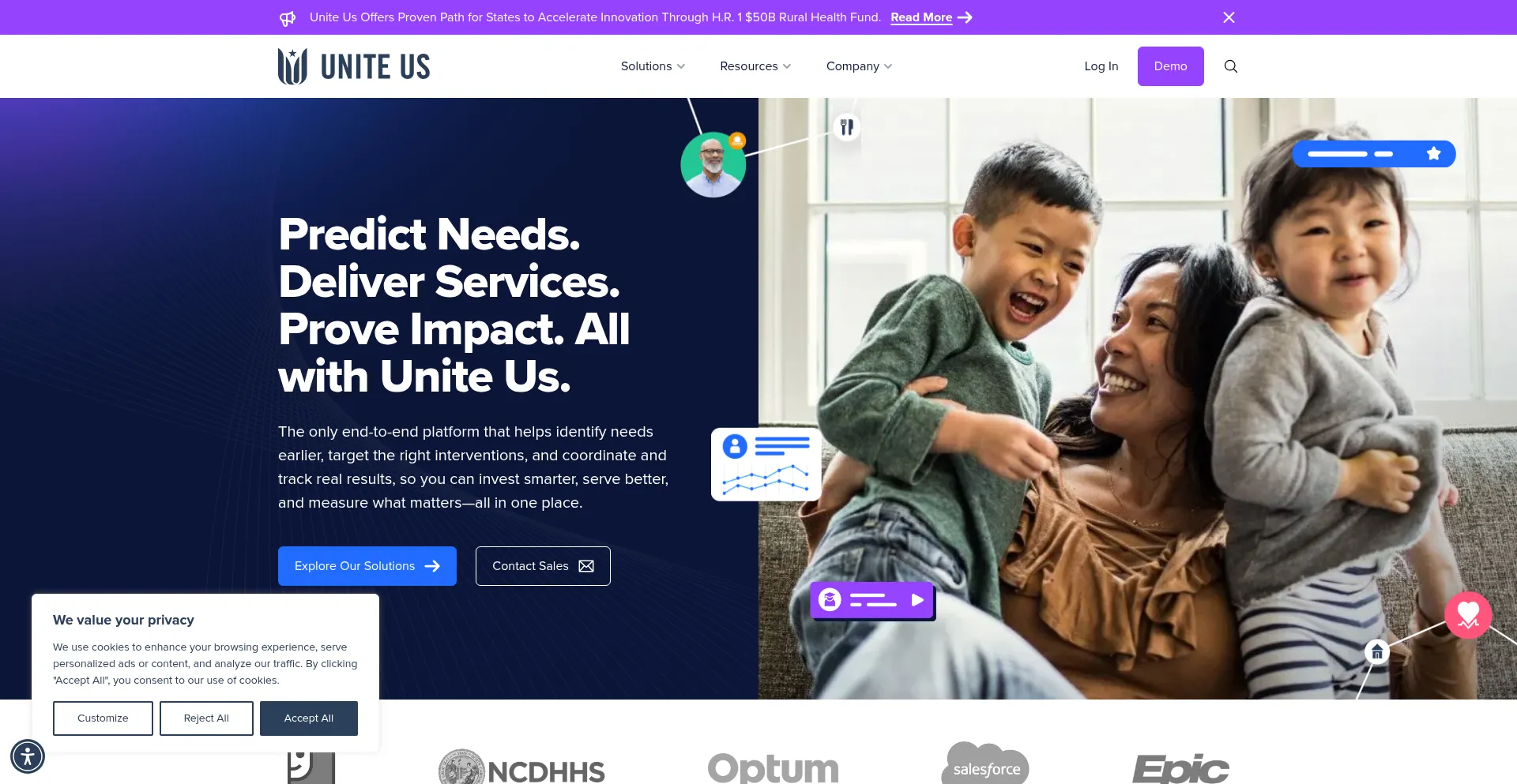 Website screenshot of Uniteus.com