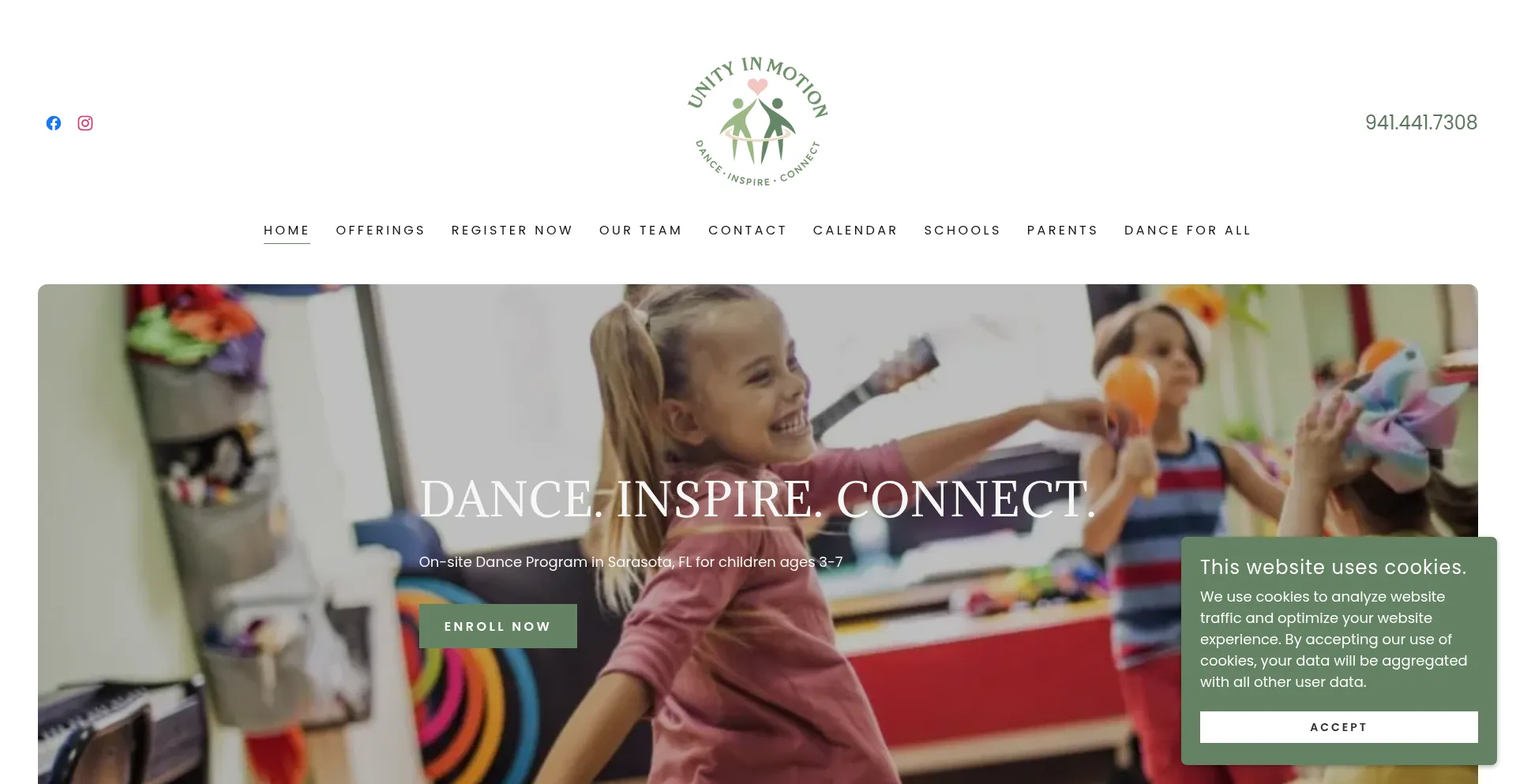 Website screenshot of Unityinmotionsrq.com