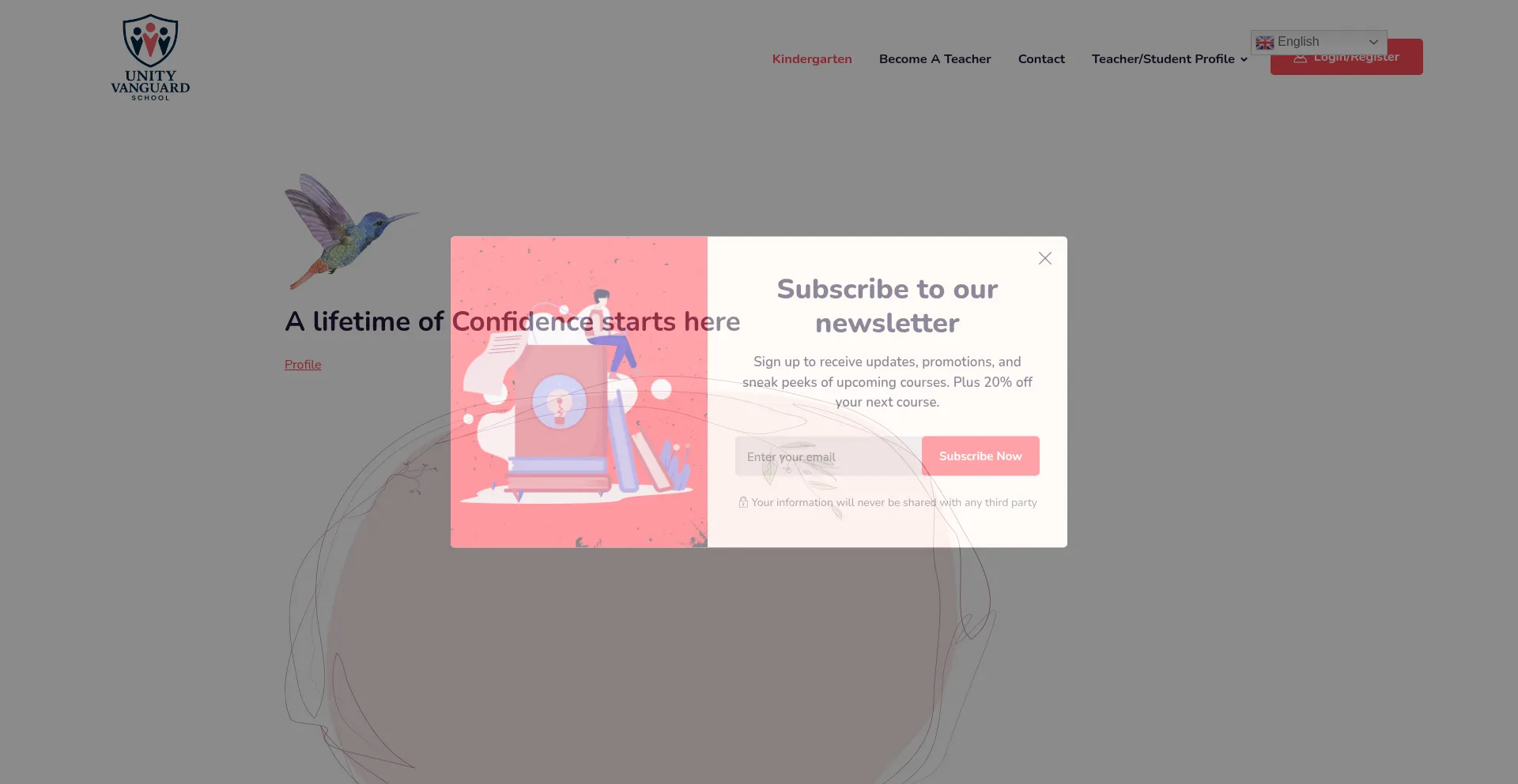 Website screenshot of Unityvanguardschool.org