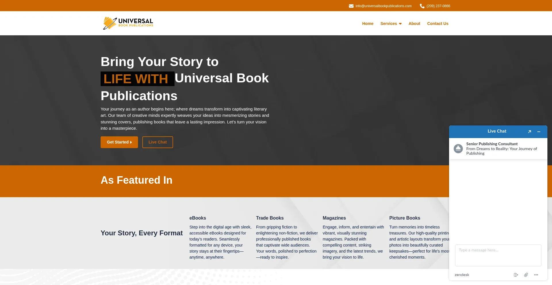 Website screenshot of Universalbookpublications.com
