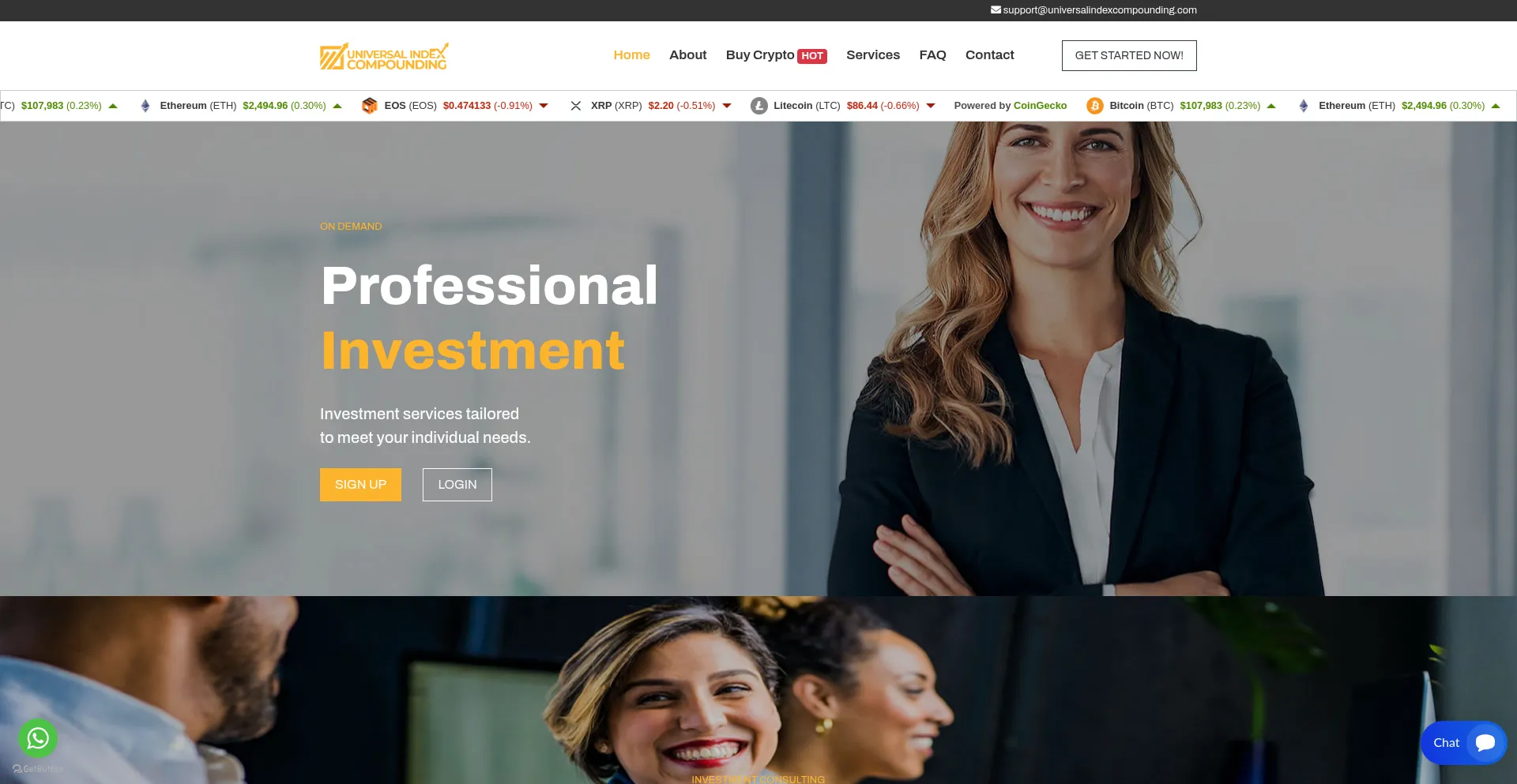 Website screenshot of Universalindexcompounding.com