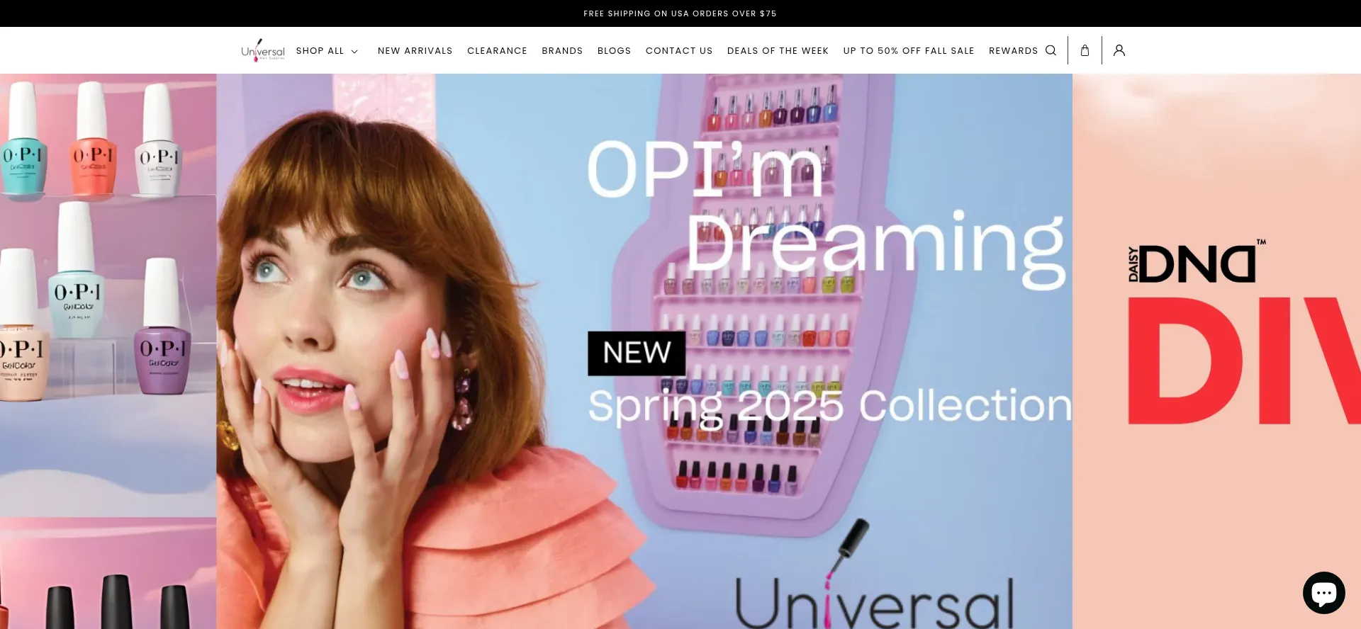 Website screenshot of Universalnailsupplies.com