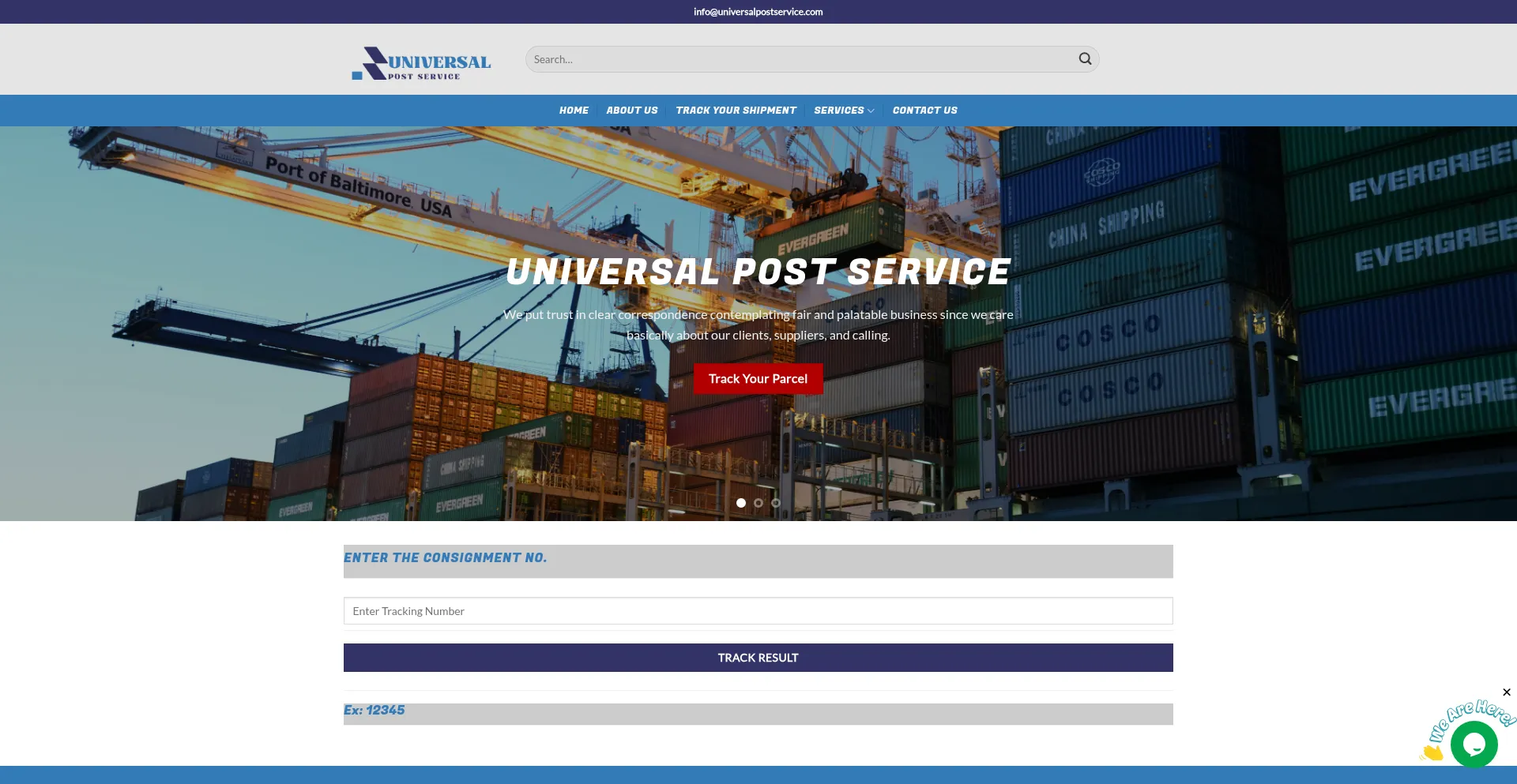 Website screenshot of Universalpostservice.com