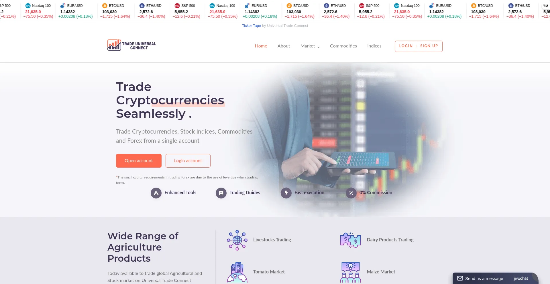 Website screenshot of Universaltradeconnect.net