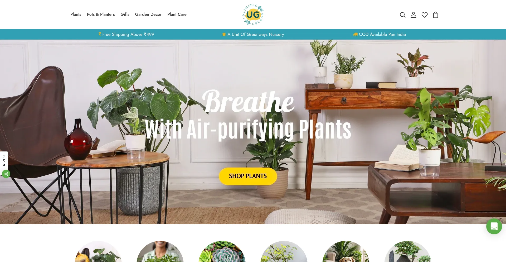 Website screenshot of Unlimitedgreens.com