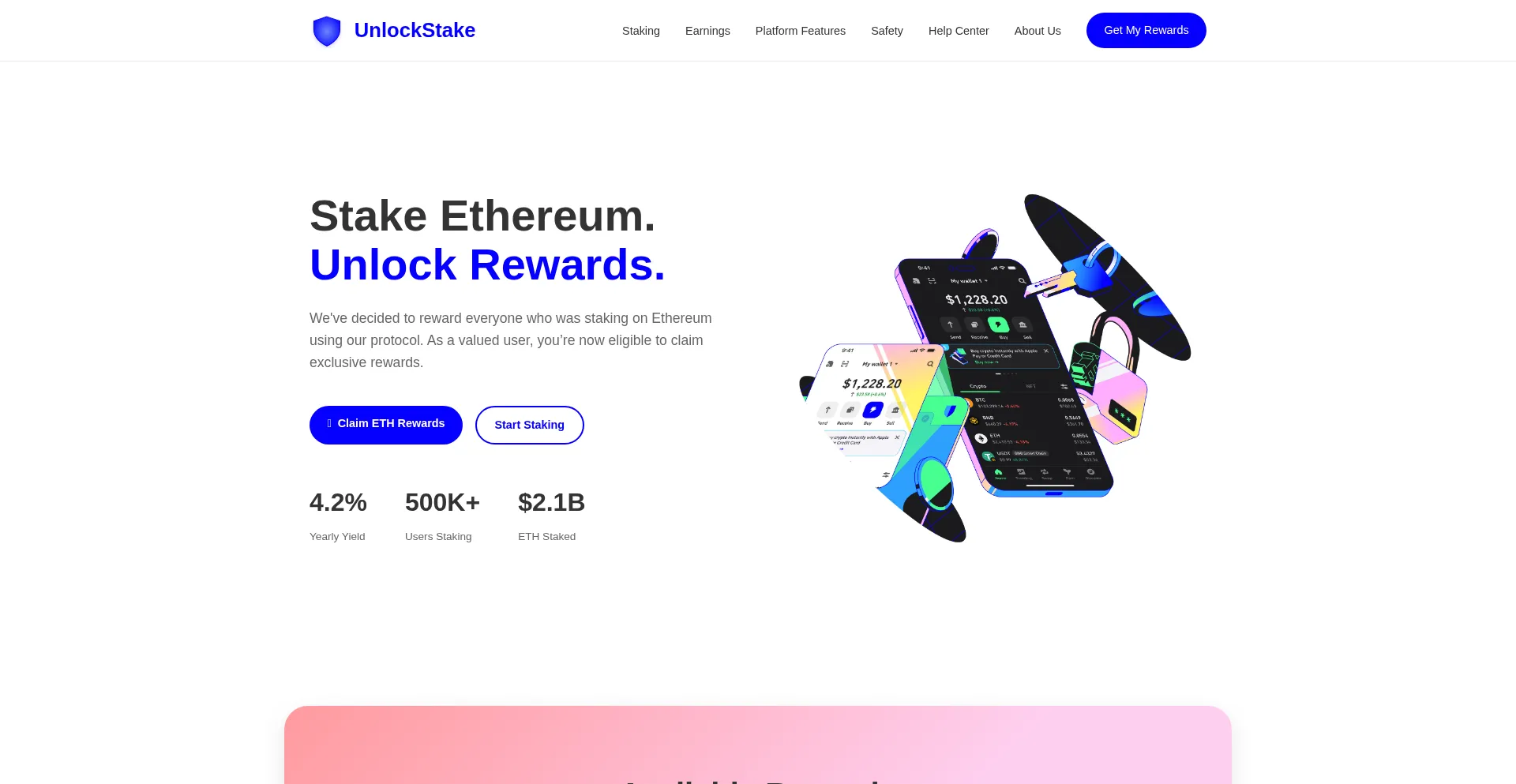 Website screenshot of Unlock-staking.com