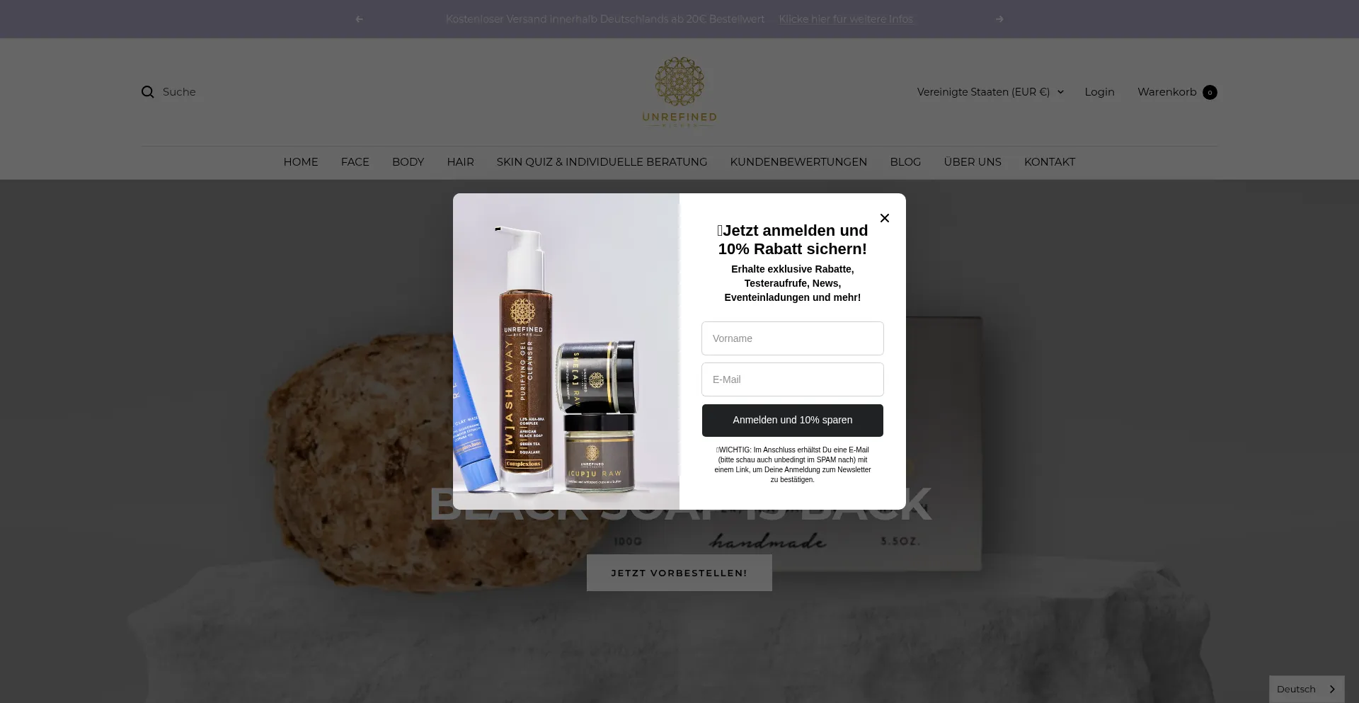 Website screenshot of Unrefinedriches.com