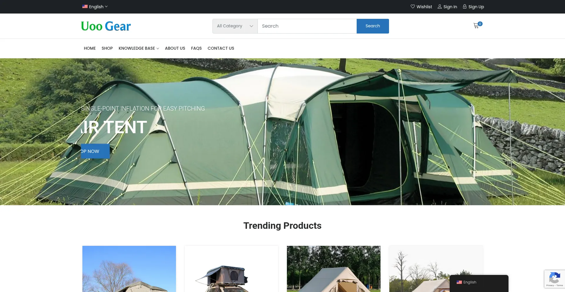 Website screenshot of Uoogear.com