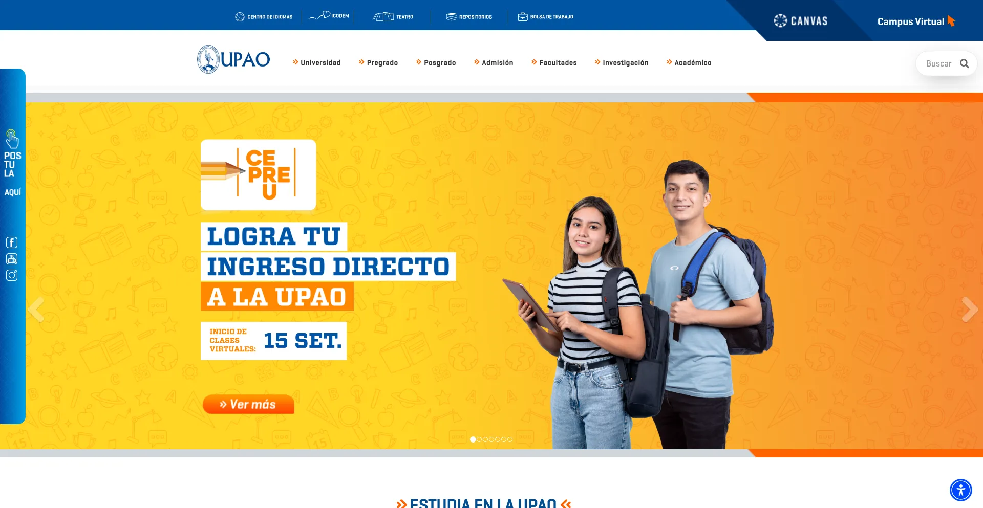 Website screenshot of Upao.edu.pe