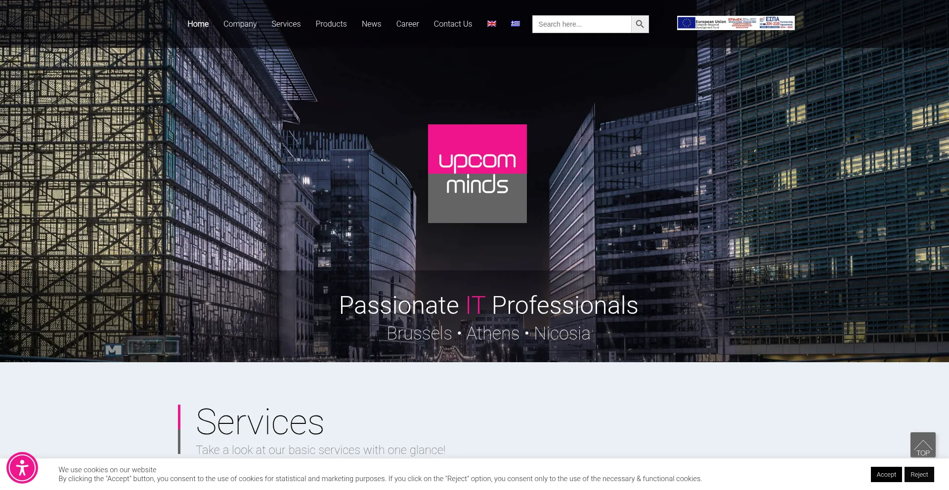 Website screenshot of Upcominds.com