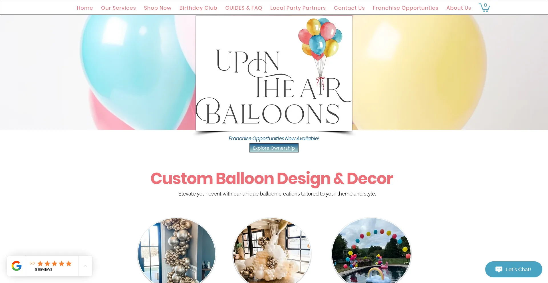 Website screenshot of Upintheairballoons.com