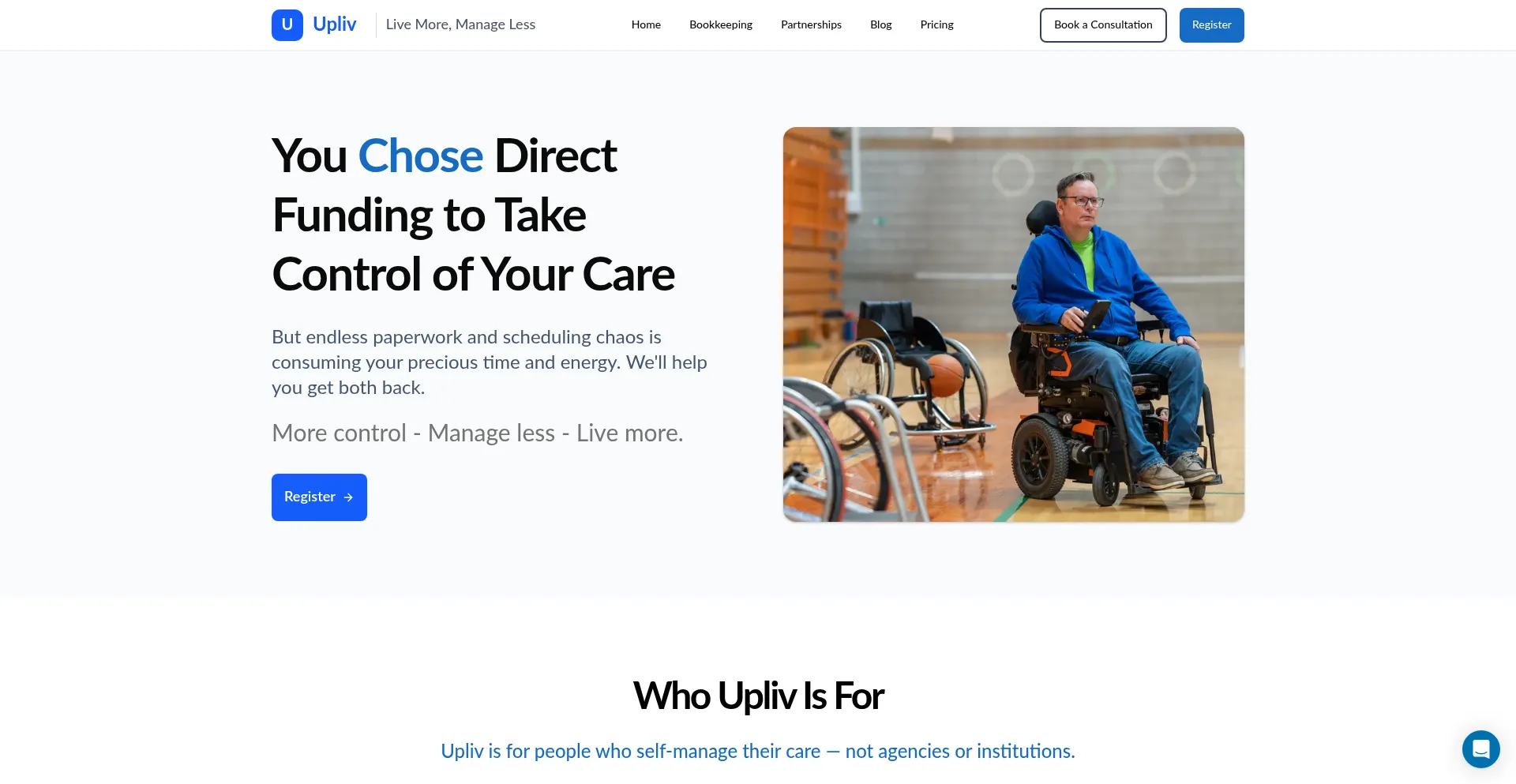 Website screenshot of Upliv.ai
